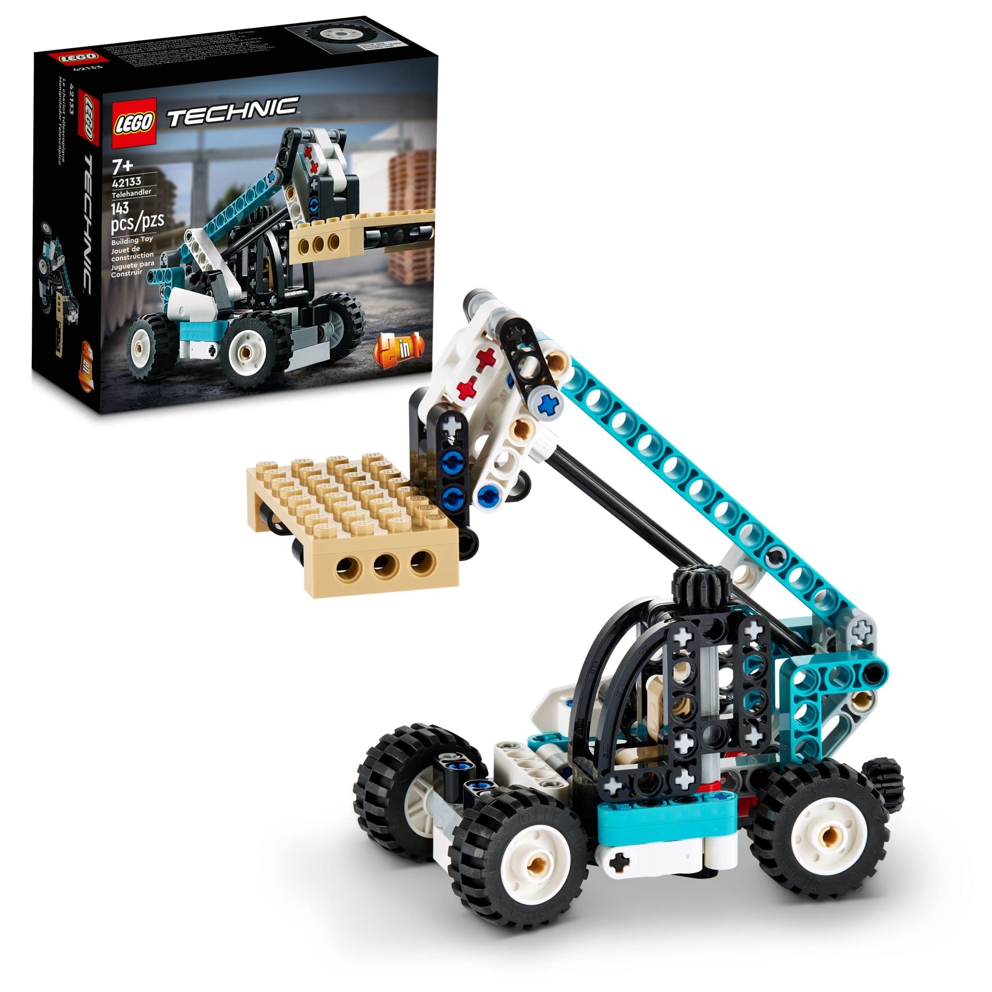 LEGO Technic 2 in 1 Telehandler 42133 Forklift to Tow Truck Toy Models, Construction Truck Building Set, Toys for Kids, Boys and Girls Aged 7 Plus