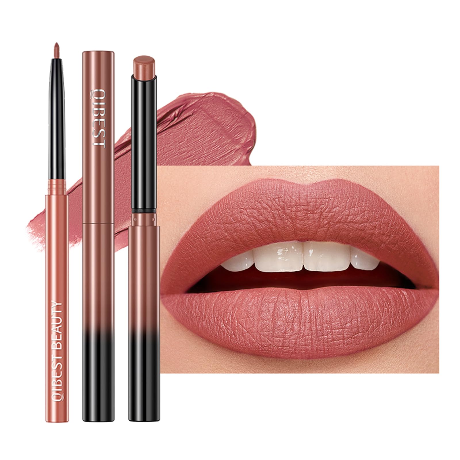 Matte Lipstick for Women,Nude Lipstick Lipliner Pencil Lip Filler Long Lasting Lip Gloss,Lip Liner and Lipstick Set,Lip Makeup Kits for Daily Makeup and Holiday