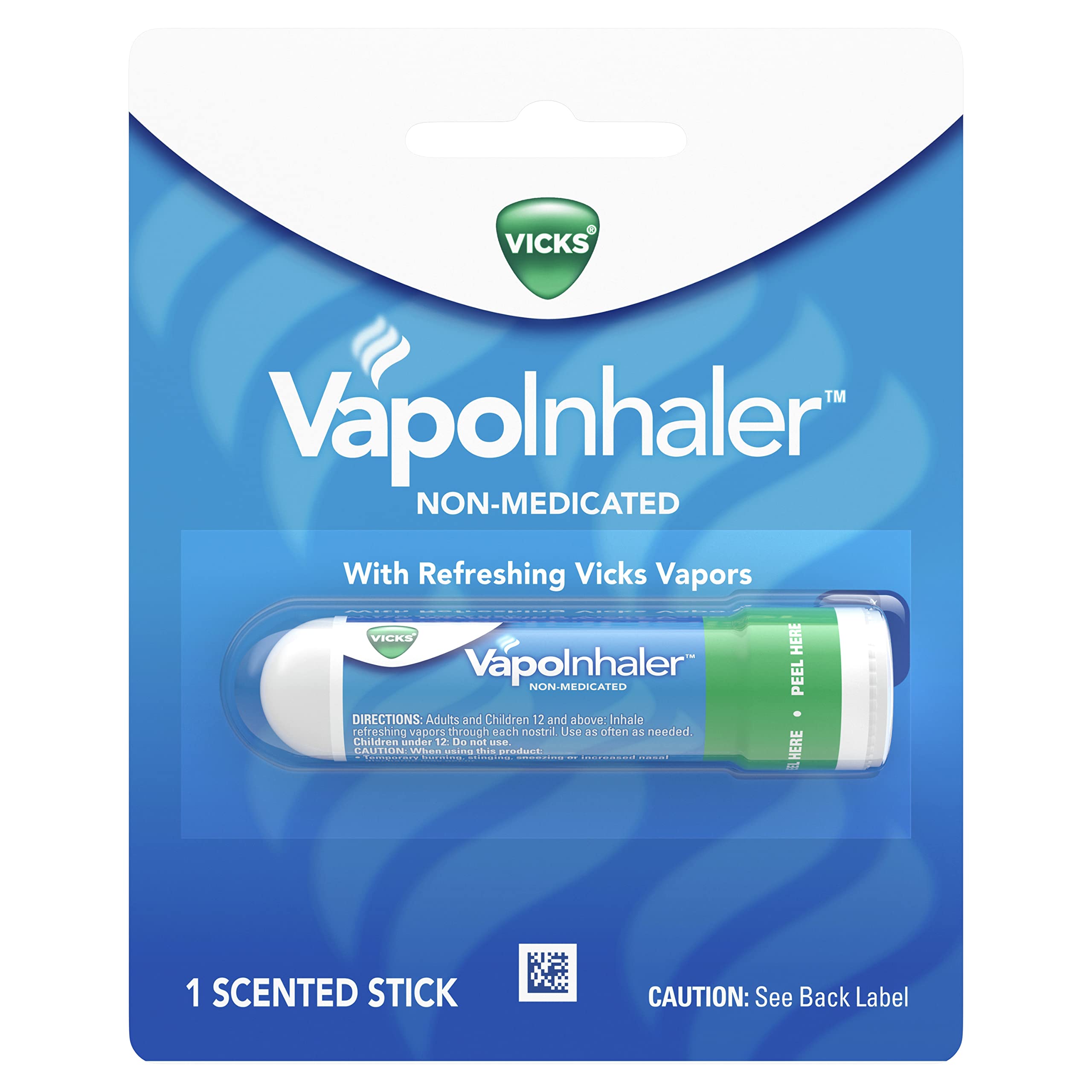 Vicks VapoInhaler, Portable Nasal Inhaler, Non-Medicated, Soothing Vapors, Menthol Scent, 1 Count