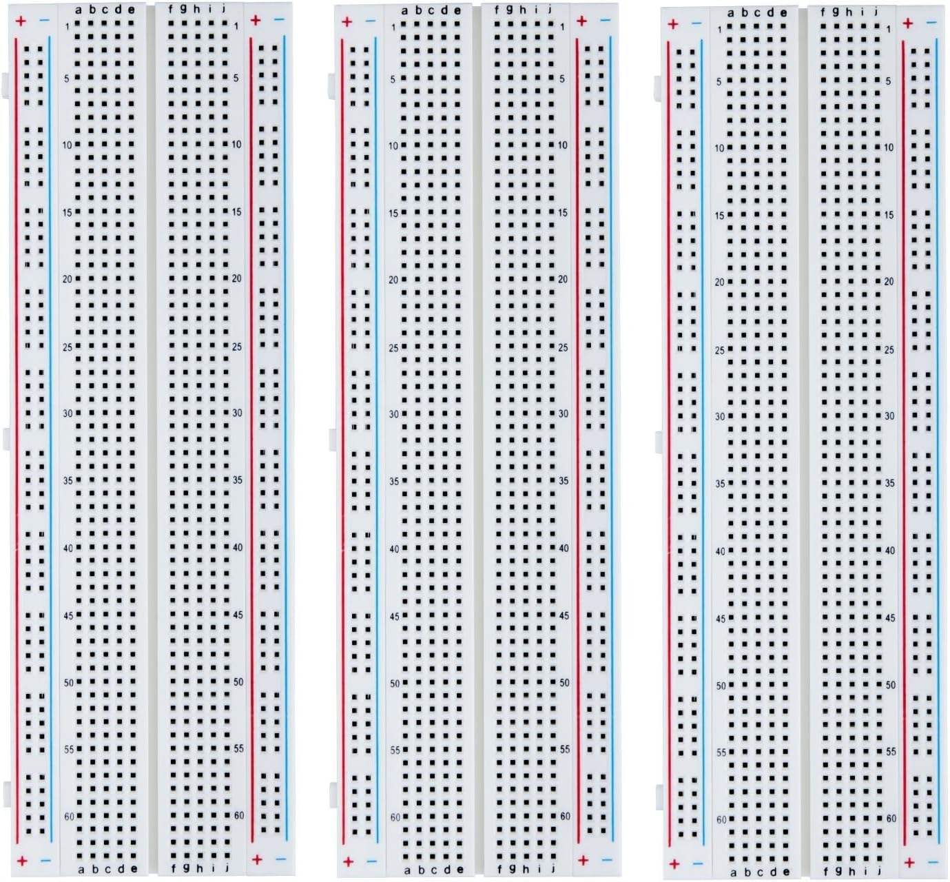 ELEGOO3Pcs Mb 102 Breadboard 830 Point Solderless Prototype Pcb Board Kit For Arduino Proto Shield Distribution Connecting Blocks One Size 1）830*3