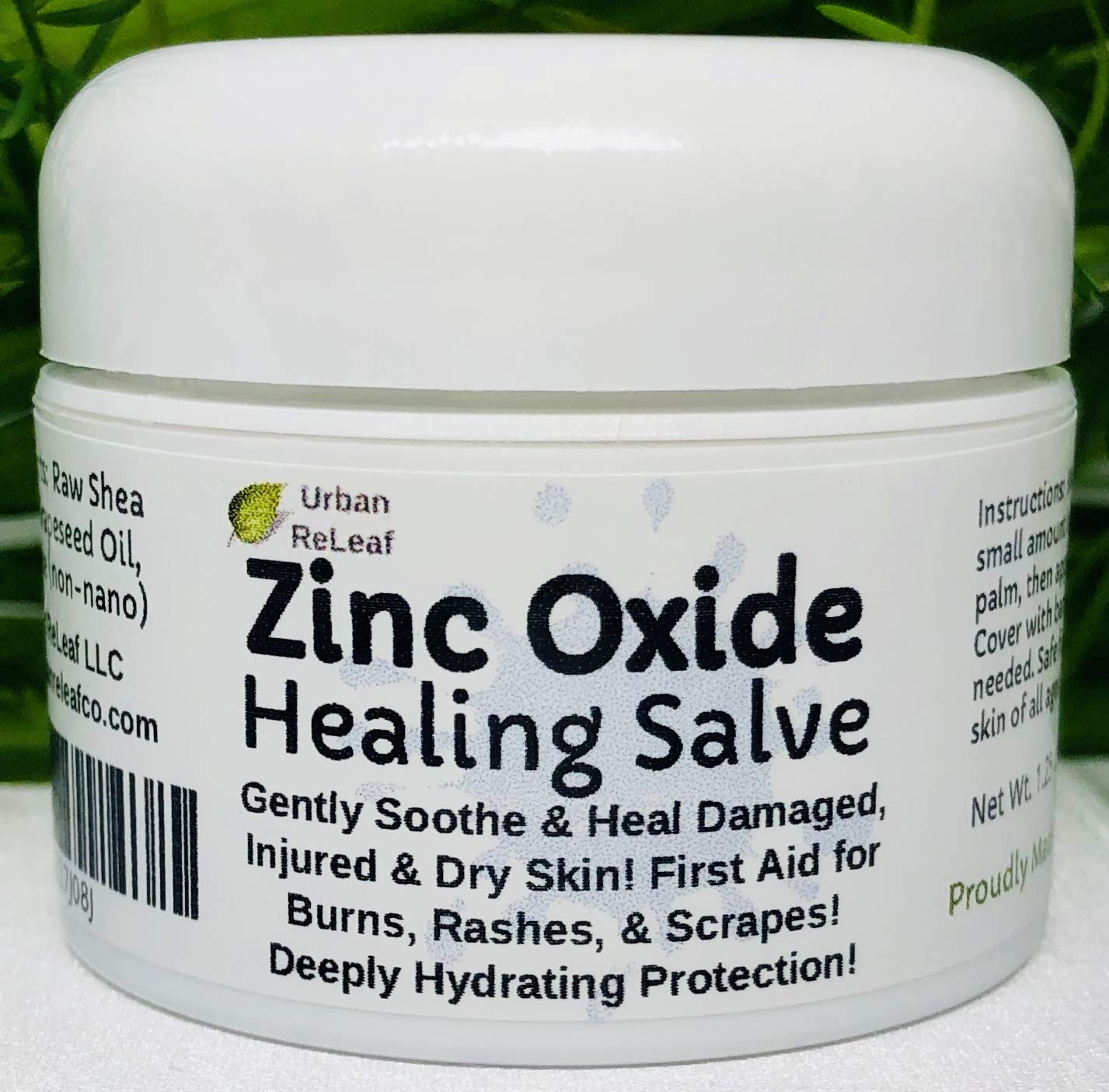 Urban ReLeaf Zinc Oxide Salve ! Gently Soothe & Protect Damaged, Injured & Dry Skin! First Aid, Burns, Rashes, Scrapes! Deeply Hydrating Protection. 100% Natural! Calm delicate skin of all ages.