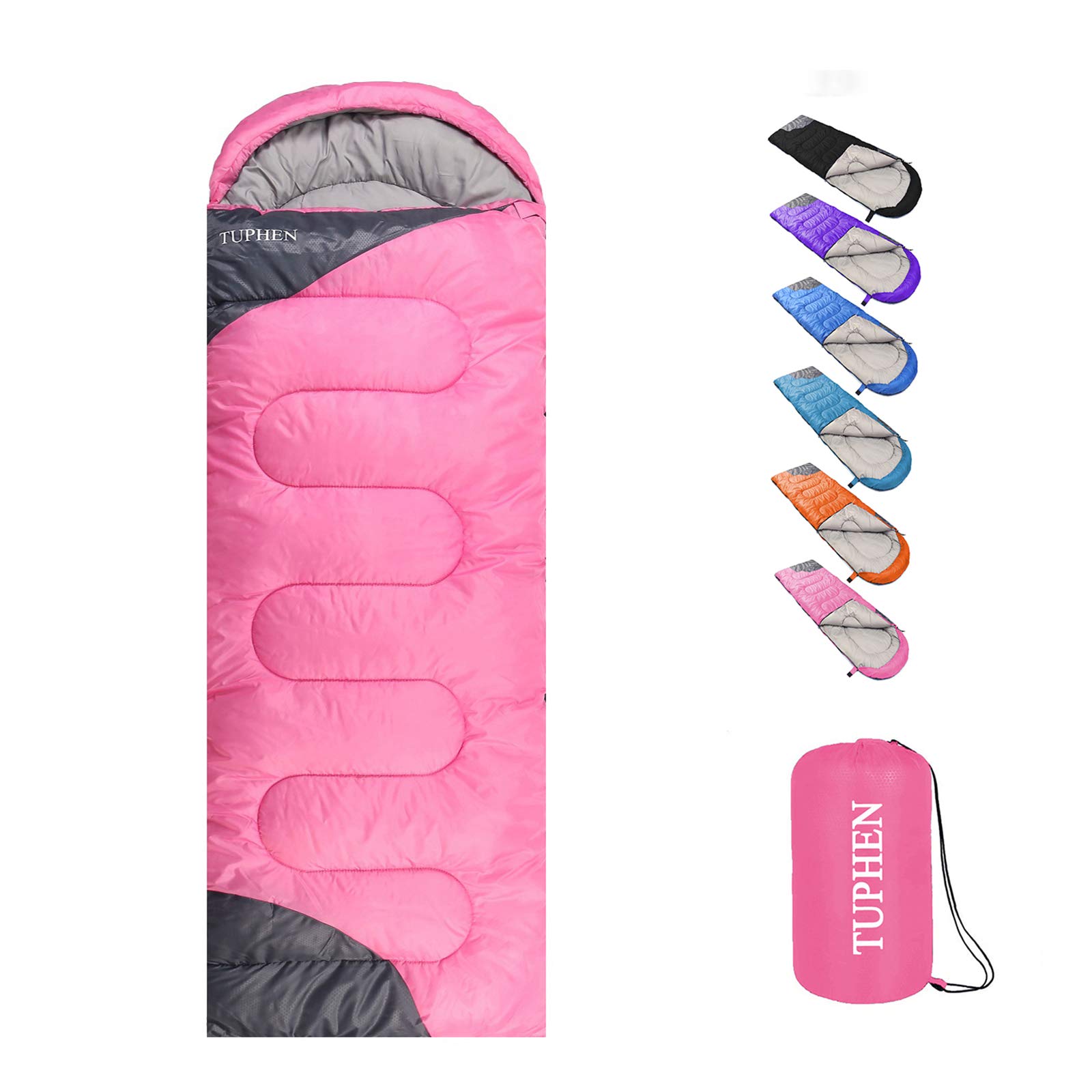 tuphen- Sleeping Bags for Adults Kids Boys Girls Backpacking Hiking Camping, Cold Warm Weather 4 Seasons Indoor Outdoor, Waterproof