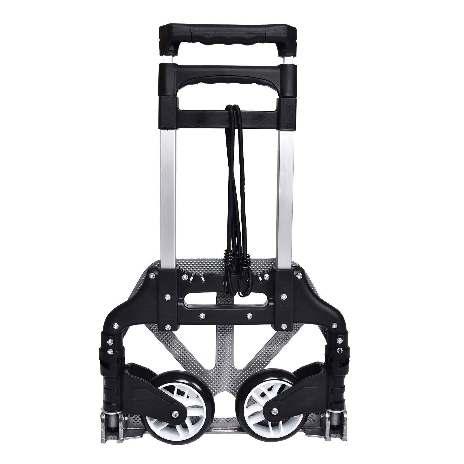 SHOWAY Folding Hand Truck 180 Lb Capacity Heavy-Duty Luggage Trolley Cart With Telescoping Handle and Rubber Wheels, Black,