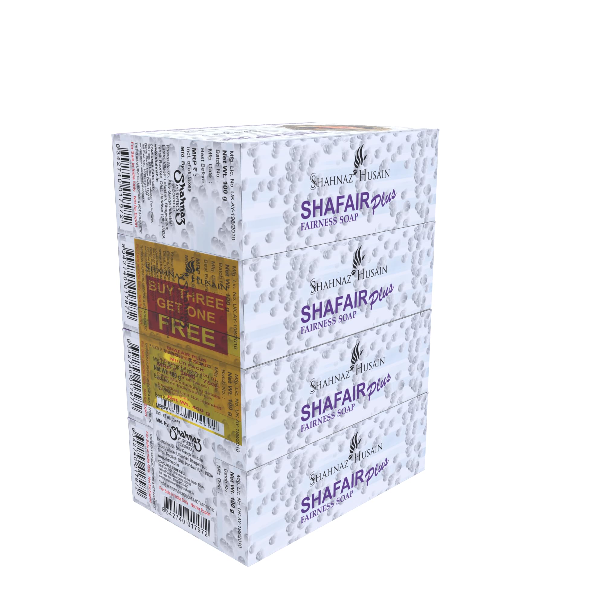 Shahnaz Husain Shafair Ayurvedic Fairness Soap, 100 g, Pack of 4