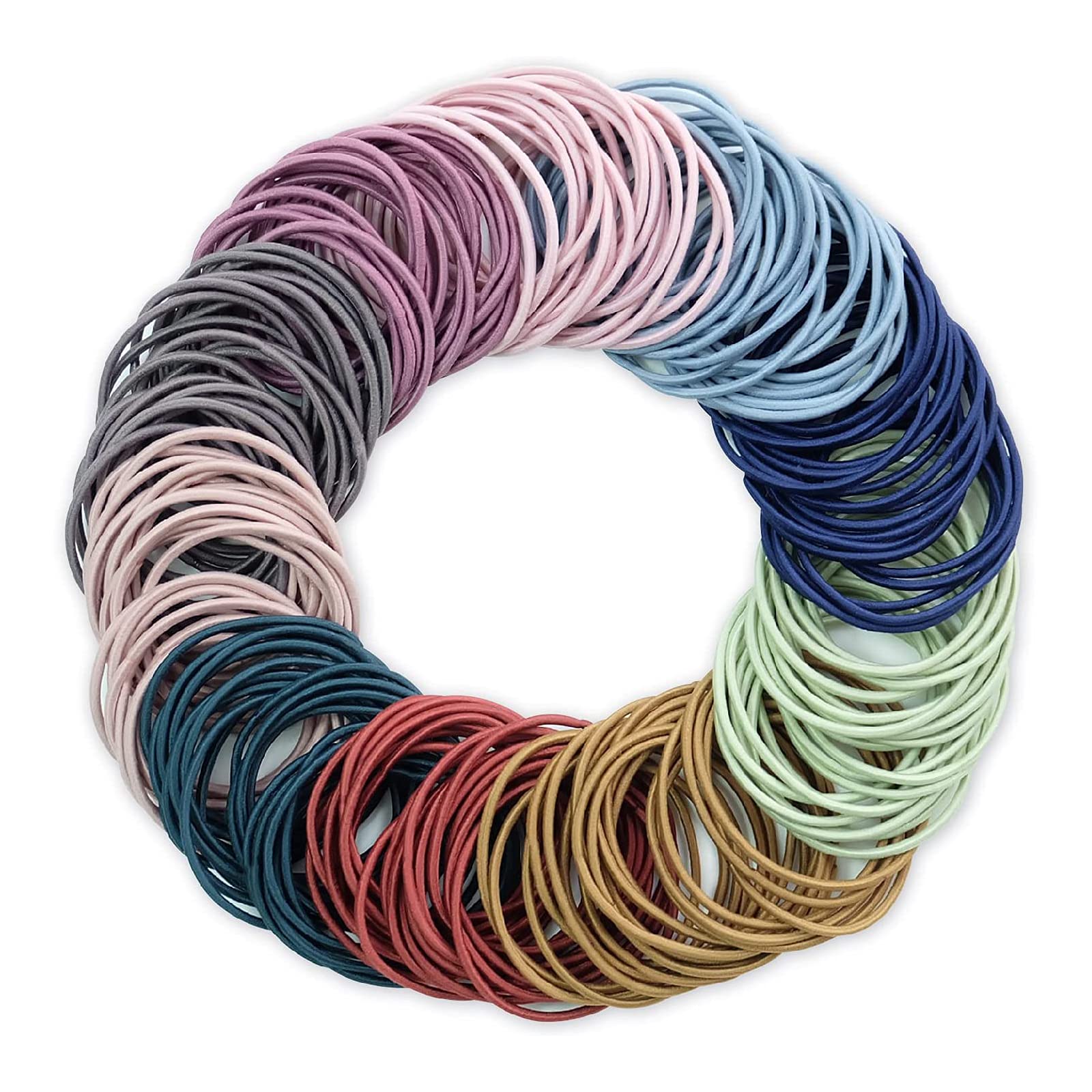 Hanyousheng Elastic Hair Bands, Hair Ties, 200 PCS Ponytail Holders Hair Tie, 2mm Elastic Hair Ties Ponytail Holders, Hair Bands Hair Bobbles for Women Girls (Multicolor)