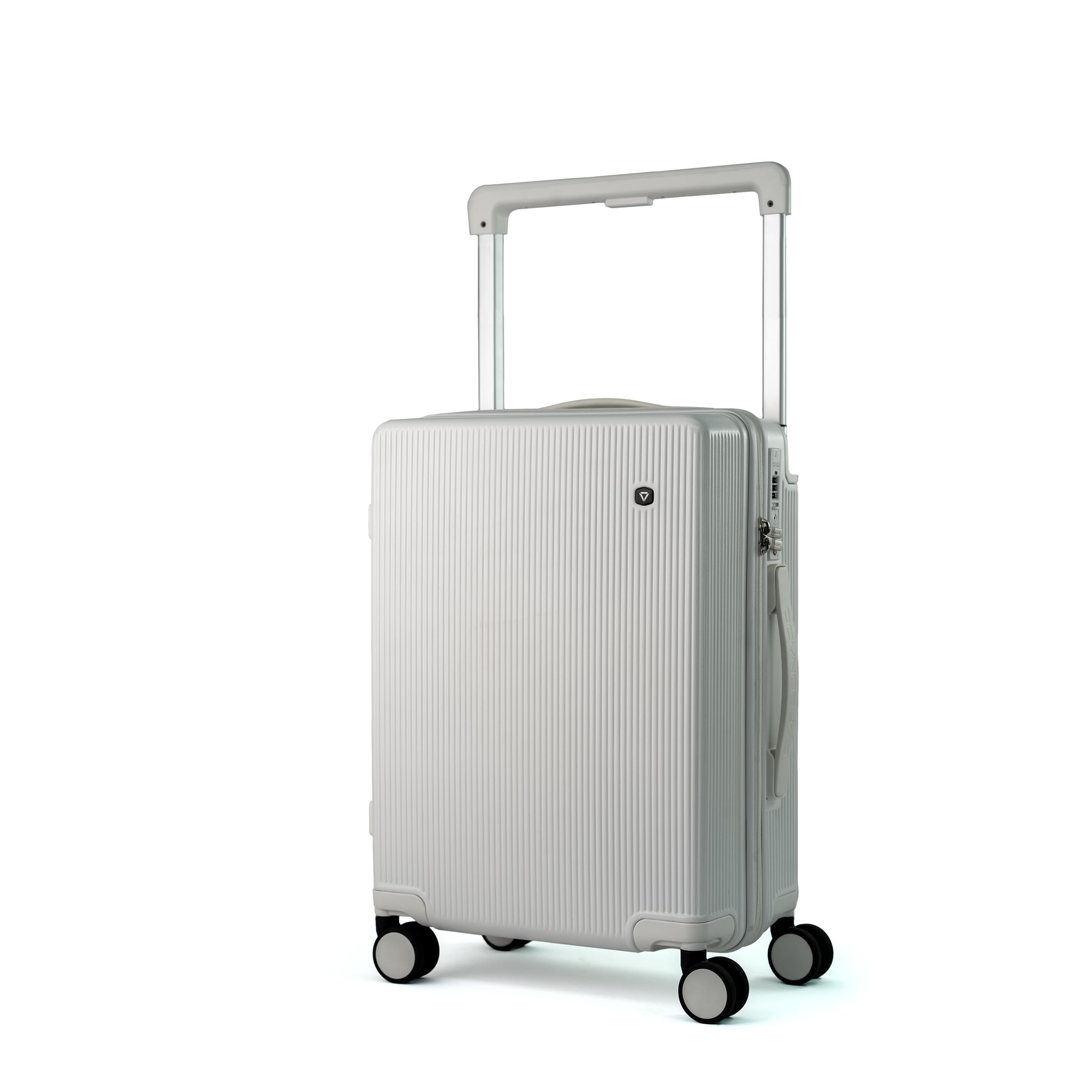 Carbonado Exodus Cabin Wide Handle Trolley Luggage | Hard Sided | Polycarbonate | Fitted with Eight Ninja Wheels | Built-in TSA Lock and USB Port, White, Luggage