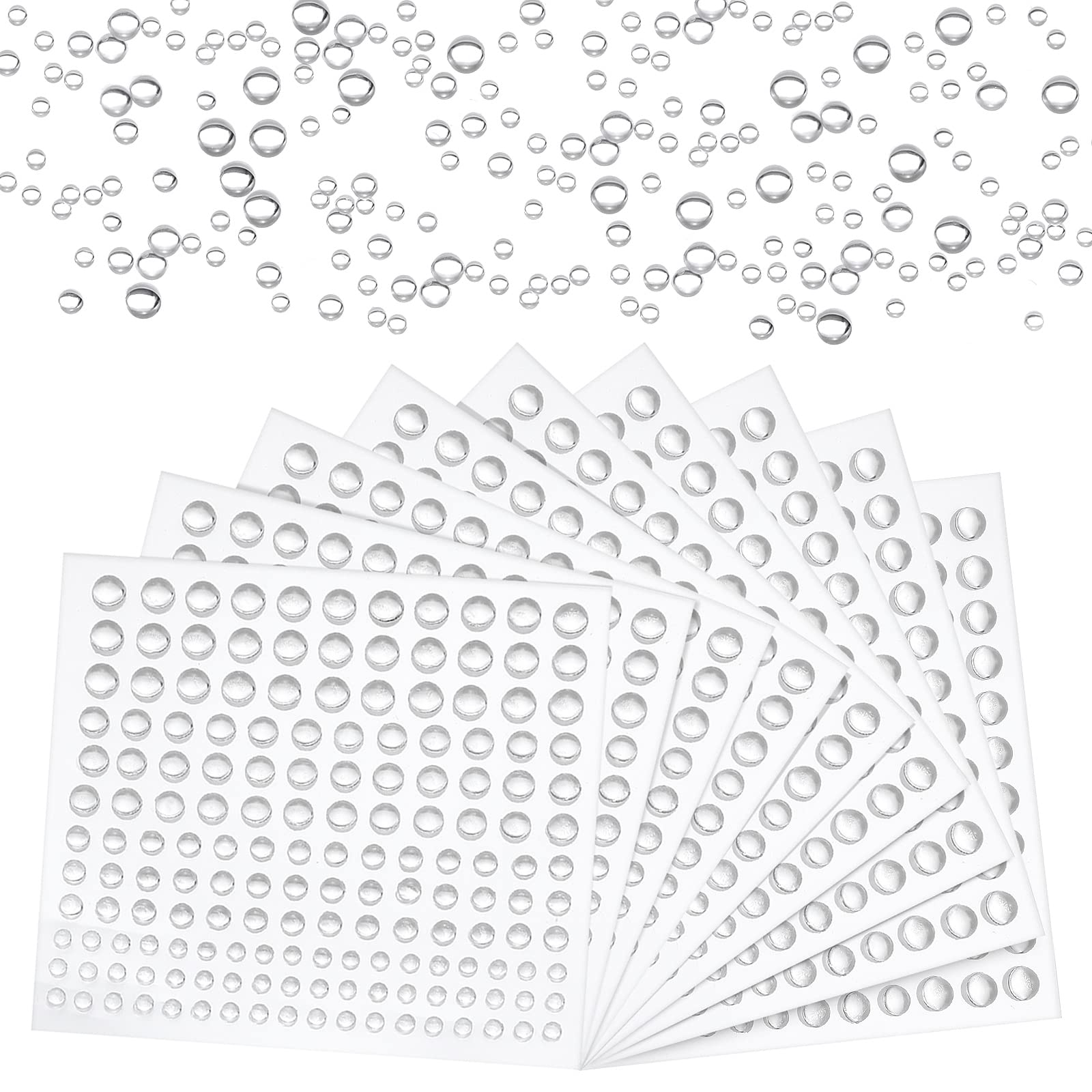 660 Pieces Clear Dewdrop Water Droplets Embellishments Self-Adhesive Round Clear Dew Drop Simulation Resin Water Beads for DIY Scrapbooking Crafts Card Making Decor Accessories