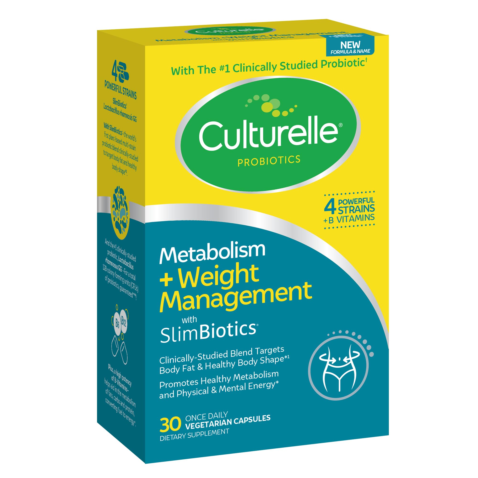 Culturelle Metabolism + Weight Management with SlimBiotics® Probiotic Capsules – 30 Count – Helps Safely Manage Weight - Promotes Healthy Metabolism and Physical & Mental Energy