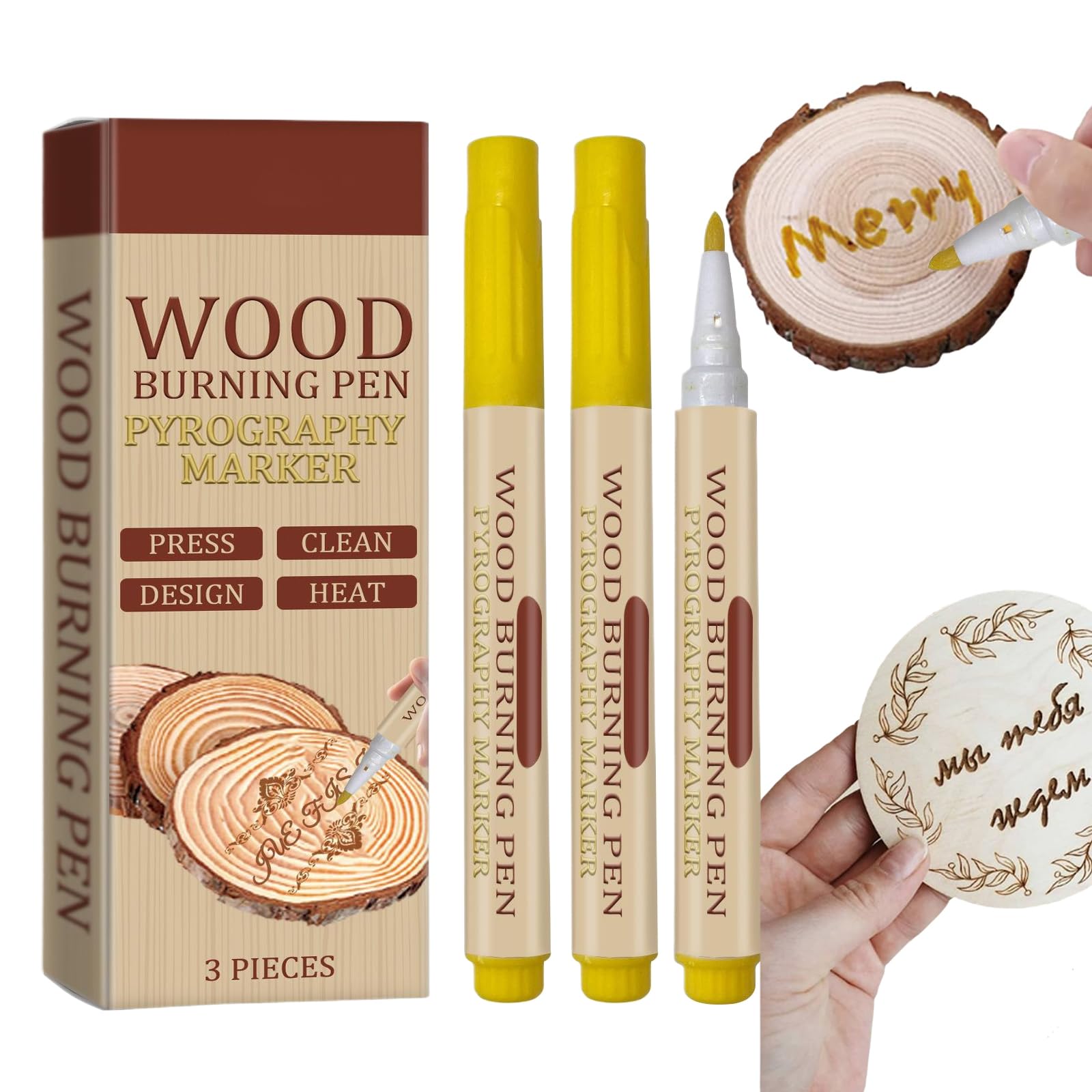 GuegineWood Burning Pen,3 PC Torch Paste for Wood Burning Scorch Marker Painted Wood Burning Markers, Art Wood Burn Paste Marker,Suitable For Beginners Diy Wood, Ideal For Making Gifts, Handicrafts