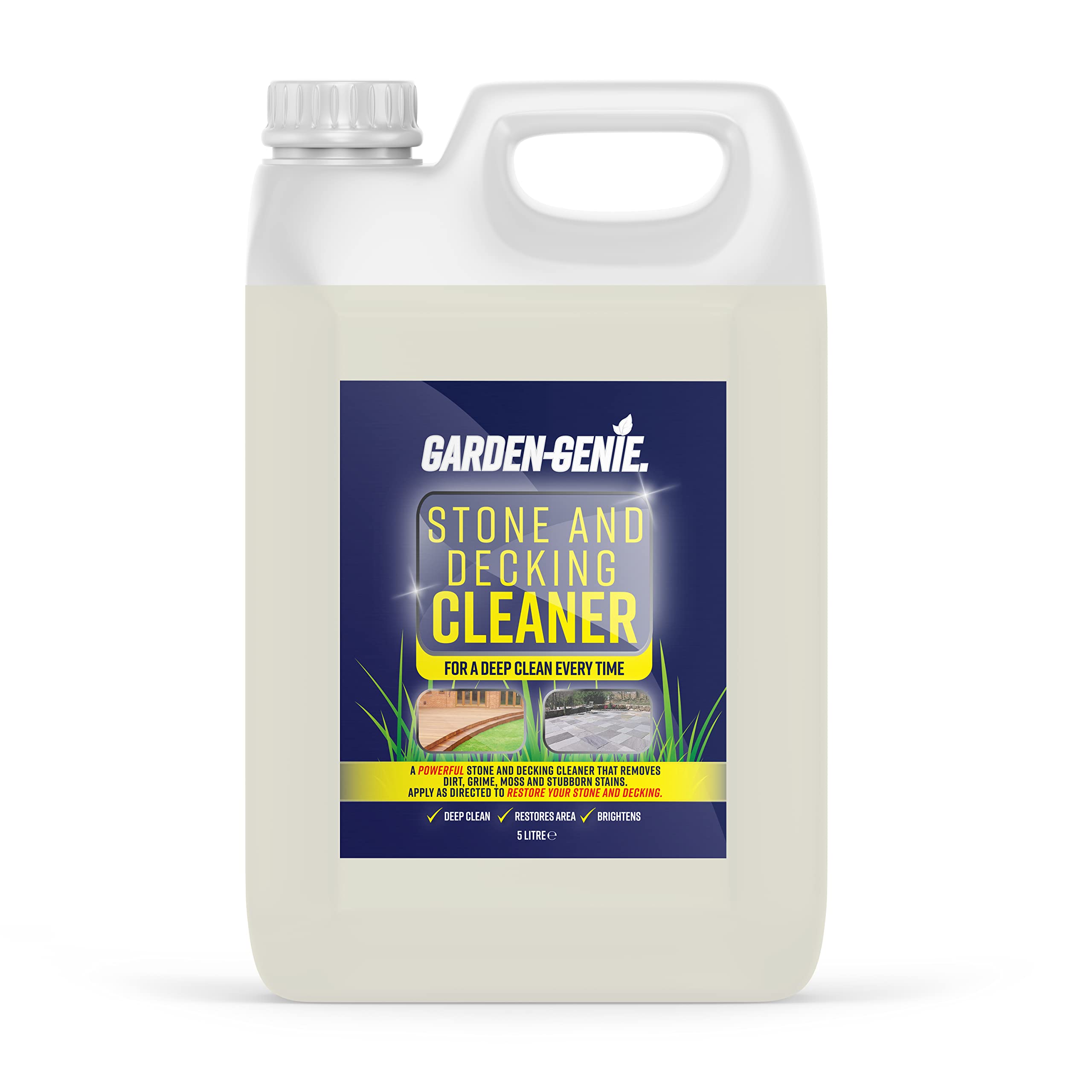 Garden Genie FAM0700 Stone & Decking Cleaner | Removes Moss, Mould & Algae, 5 Litre