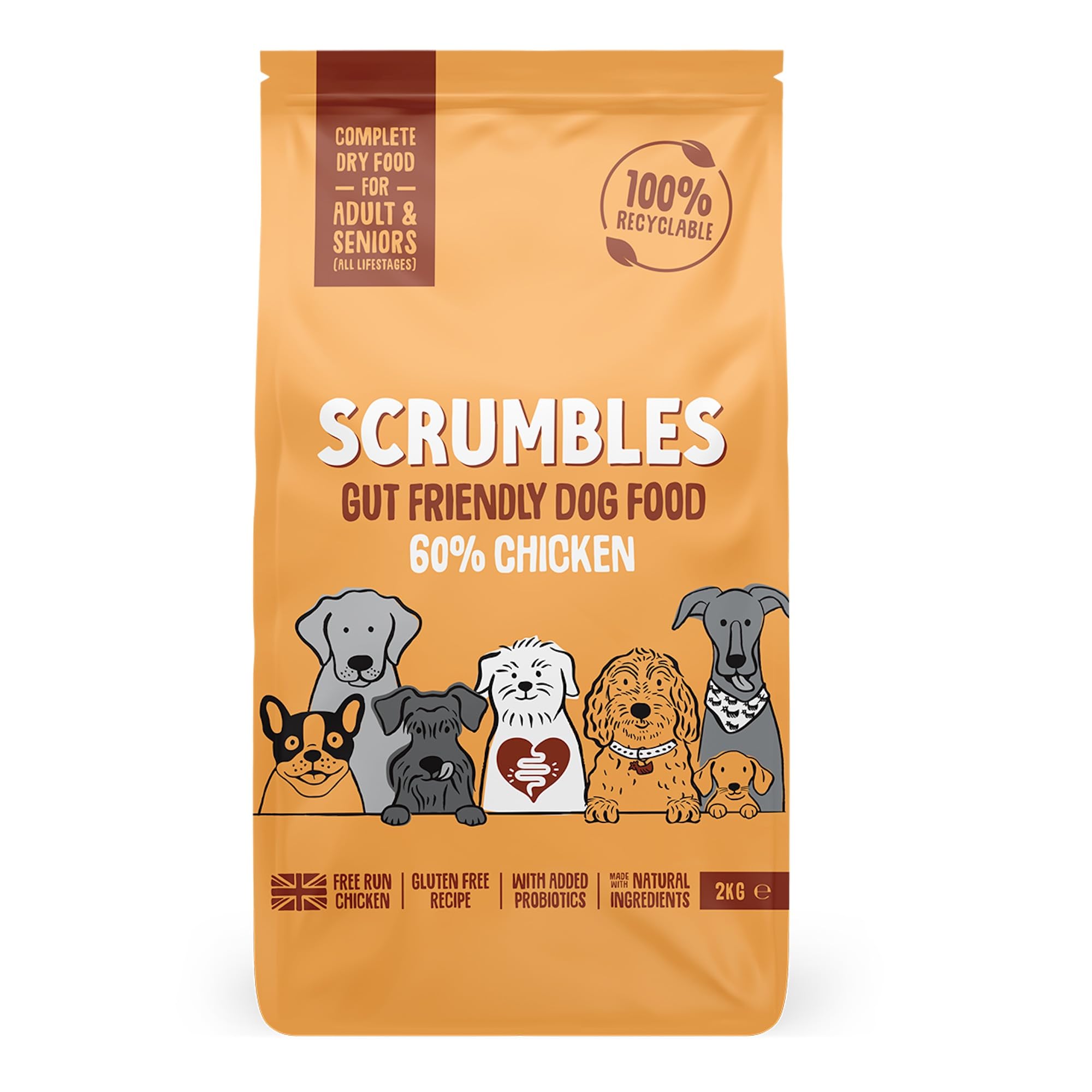 ScrumblesDry Dog Food with Fresh Chicken, 2 kg (Pack of 1),package may vary