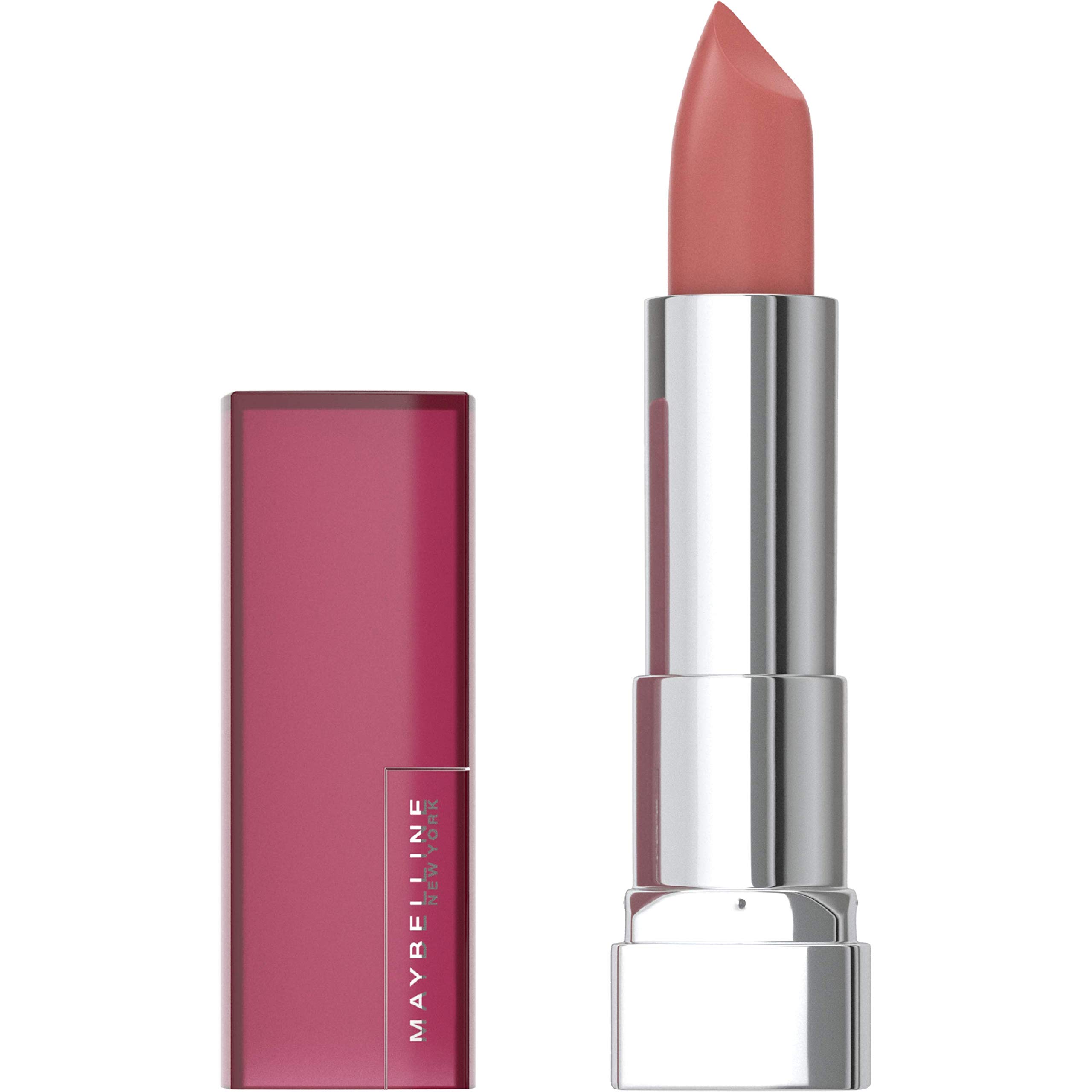 Maybelline New York Maybelline Color Sensational Lipstick, Lip Makeup, Matte Finish, Hydrating Lipstick, Nude, Pink, Red, Plum Lip Color, Naked Coral, 0.15 oz; (Packaging May Vary)