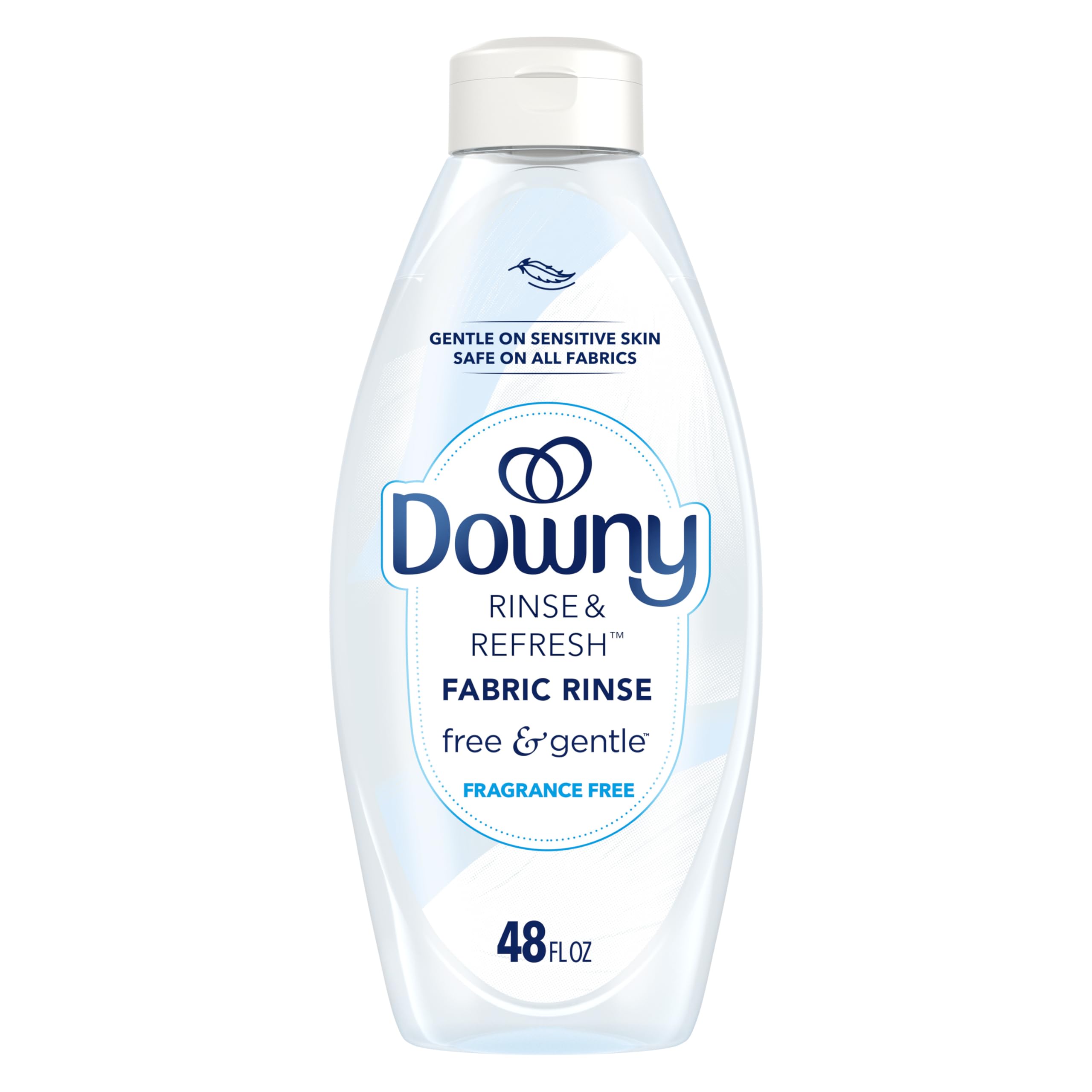 DownyRinse & Refresh Free & Gentle Laundry Odor Remover and Fabric Softener, Fragrance Free, 48 fl oz, No Dyes or Heavy Perfumes