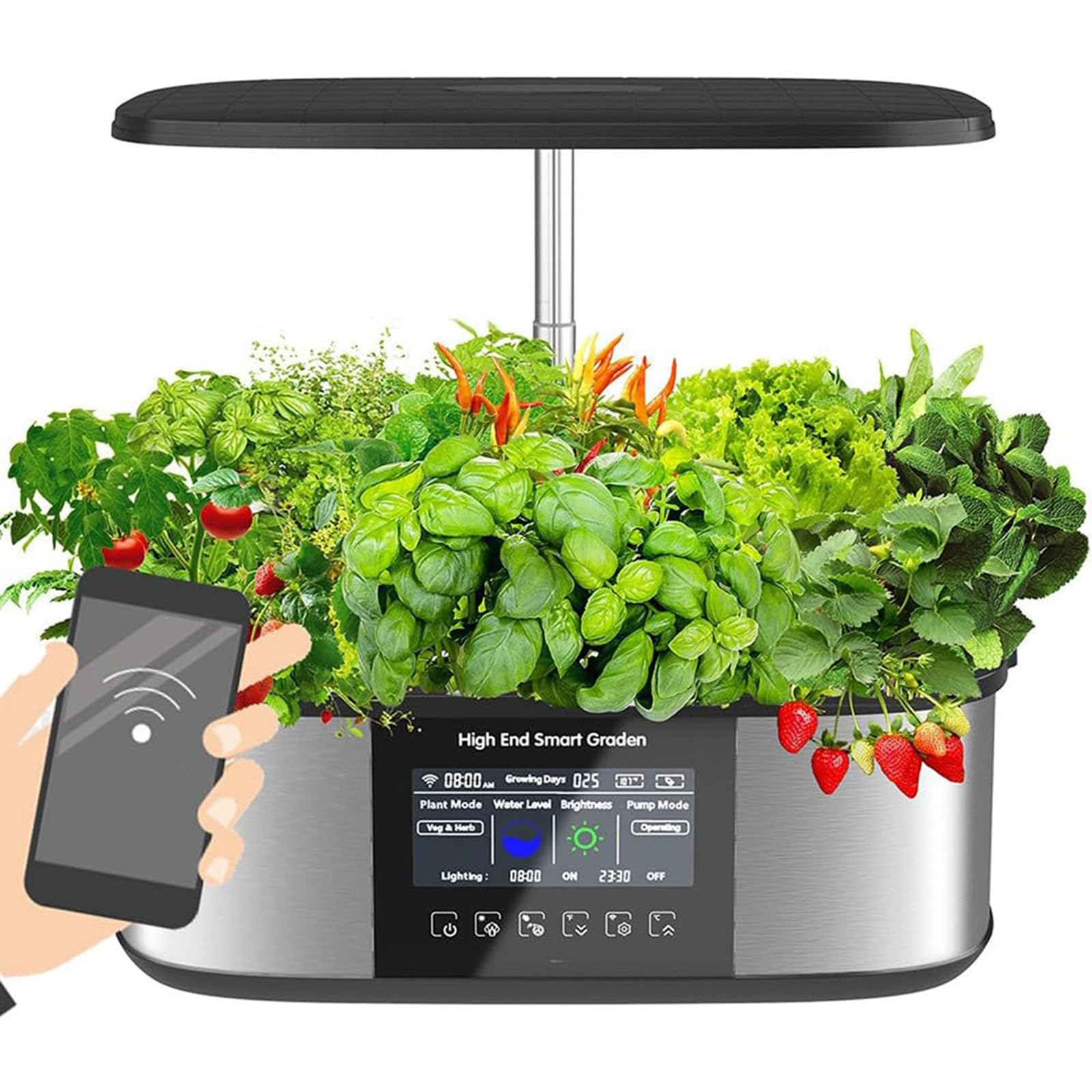 UPIKIT 21-Pods Hydroponics Growing System - Intelligent Control System + 4.8In Lcd Screen, 36W LED Grow Lights - Height Adjustable, For Home, Kitchen, Gardening