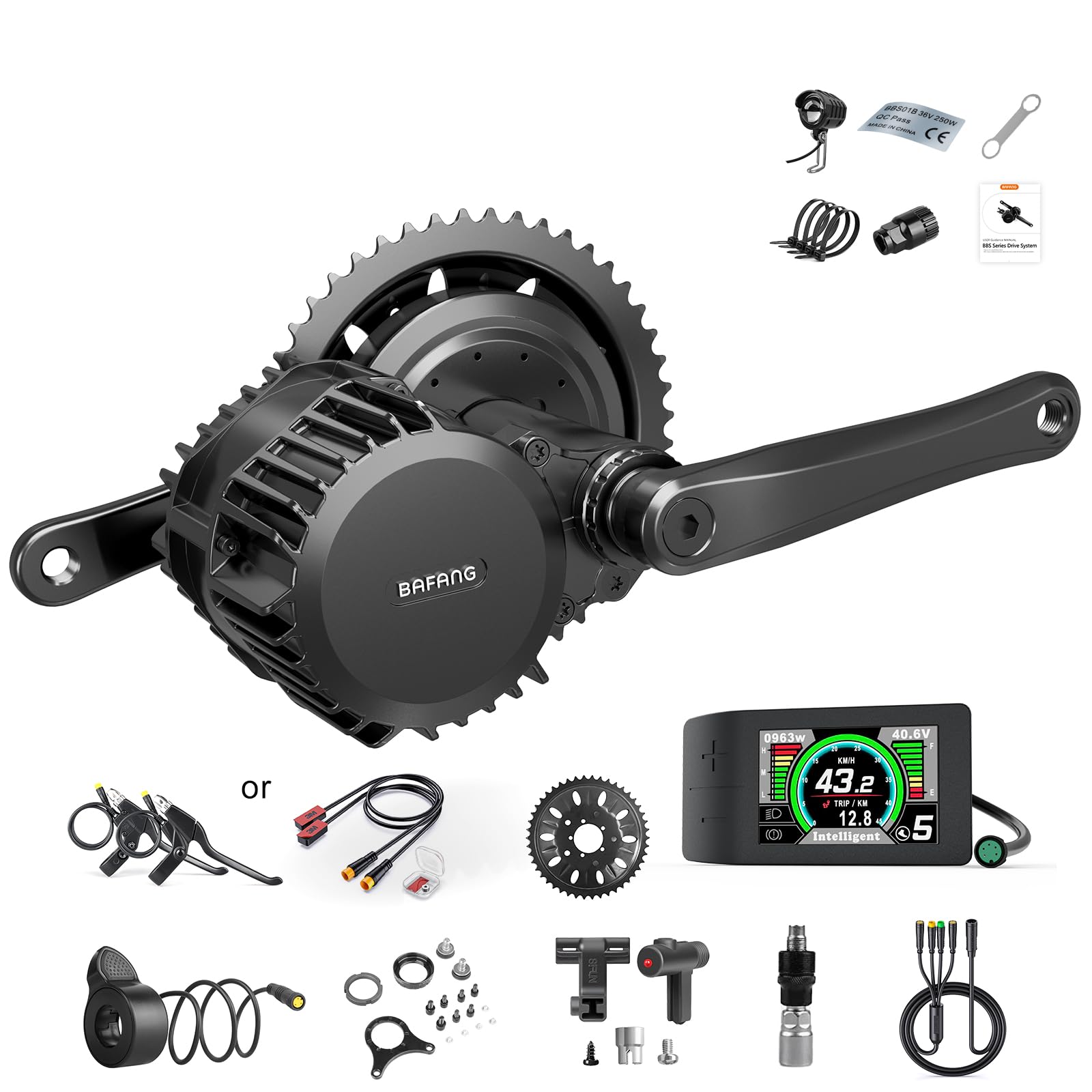 BAFANG BBSHD 1000W Mid Drive Kit,Upgraded 48V Mid Drive Electric Bike Kit with LCD Digital Display and 46T Chainring for 68-73mm BB Commuter Bike,Recumbent Trike,Mountain Bike,Cargo Bike