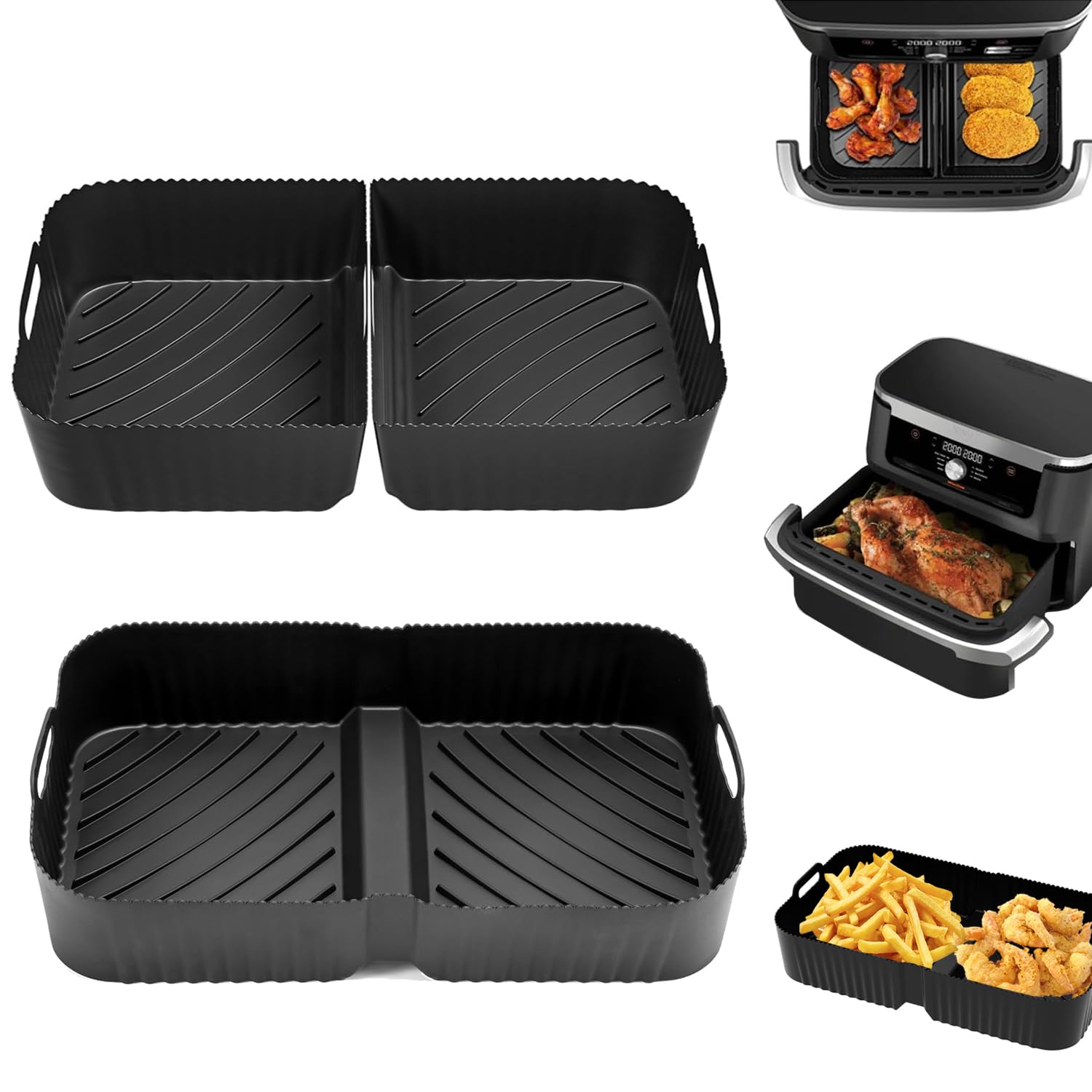 Reusable Air Fryer Liners for Instant VersaZone 8.5L, 3PCS Air Fryer Silicone Liners Reusable Air Fryer Inserts, Air Fryer Accessories Compatible with Instant VersaZone Dual Air Fryer 8.5L