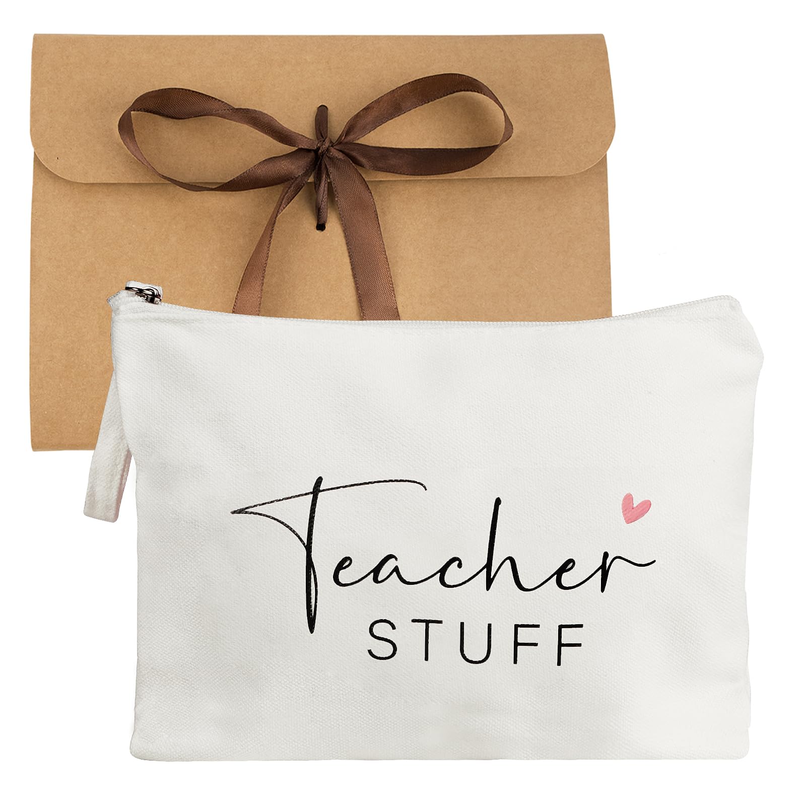 COLOFALLA Teacher Bag Christmas Teacher Gifts for Women Small Canvas Pouch Bags Pencil Case Teacher Stuff for Teacher Birthday New Teacher School Classroom Leaving Gifts