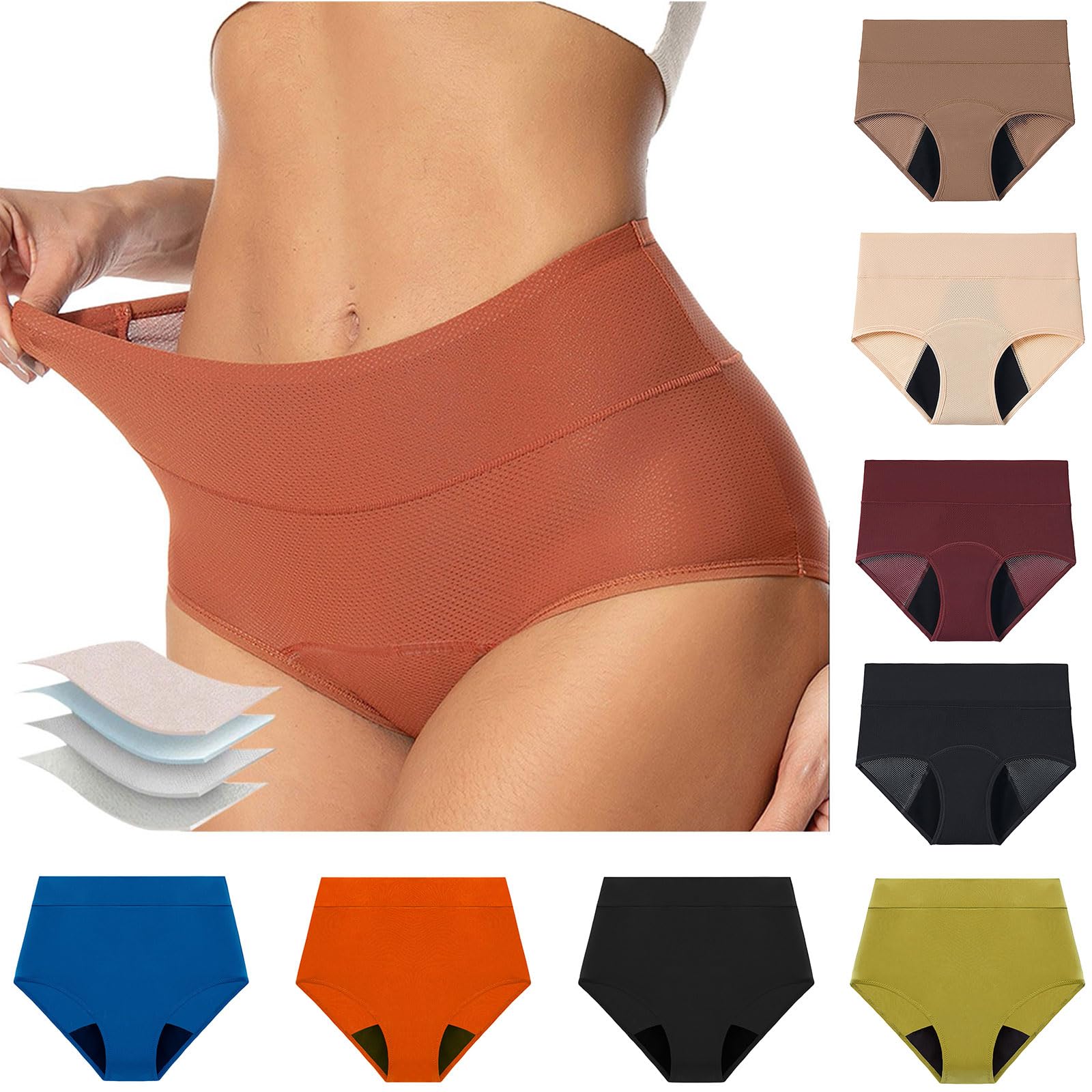 genericNo Show Breathable Underwear for Women Seamless Leakproof Invisible Full Coverage Underwear for Teen Girls