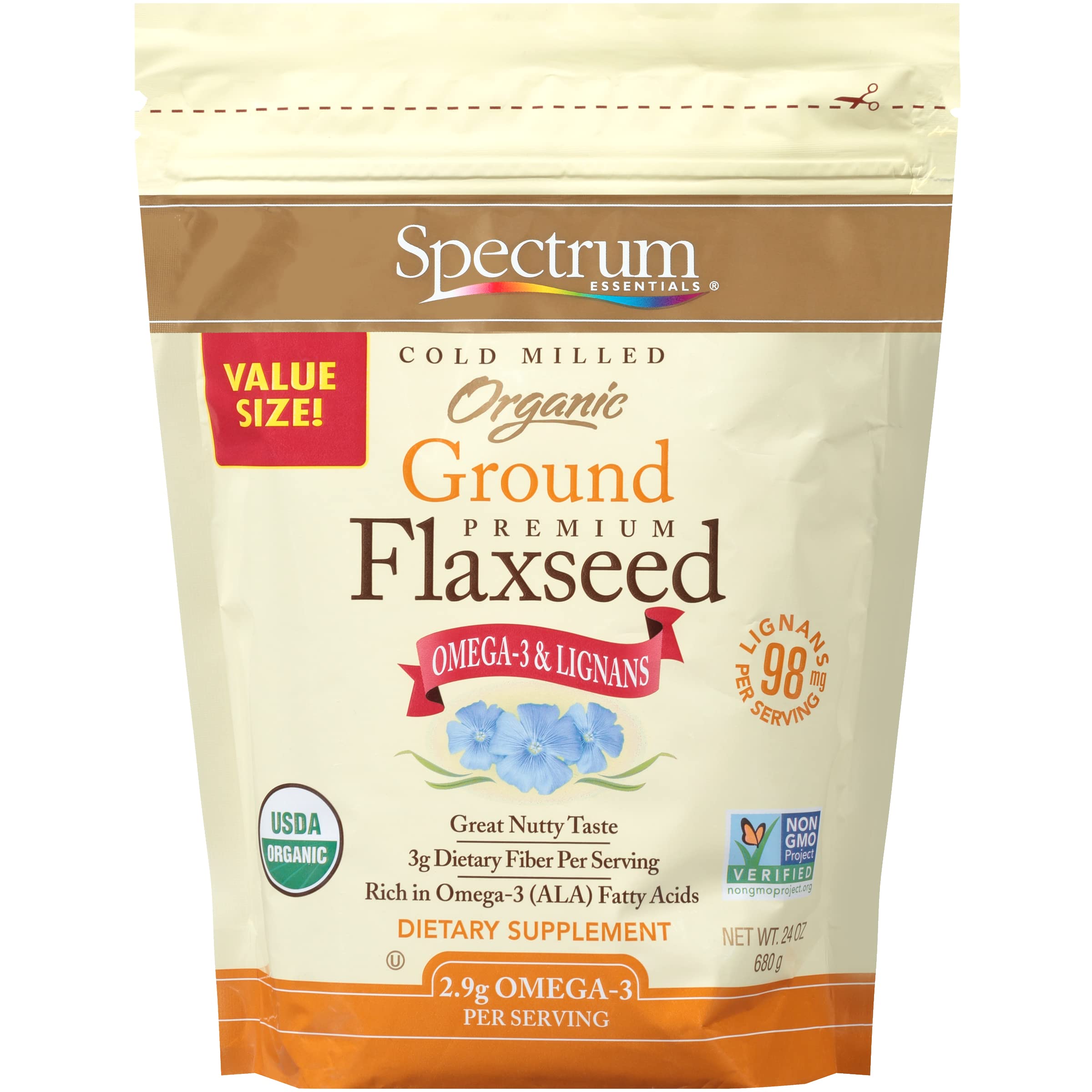 Spectrum Essentials Organic Ground Premium Flaxseed, 24 Oz