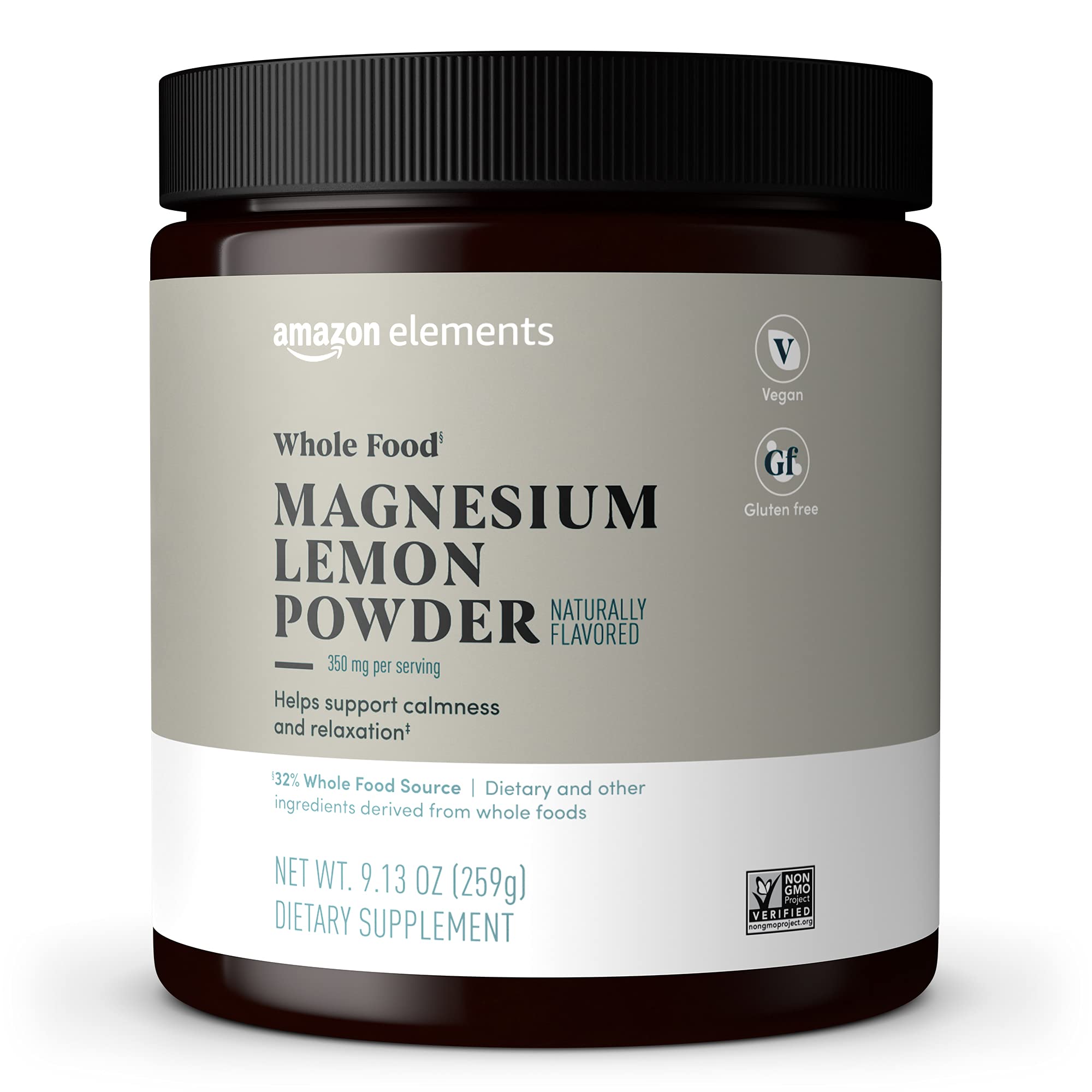 Amazon ElementsWhole Food Magnesium Lemon Powder, 9.13 Ounce (Pack of 1) (70 servings)