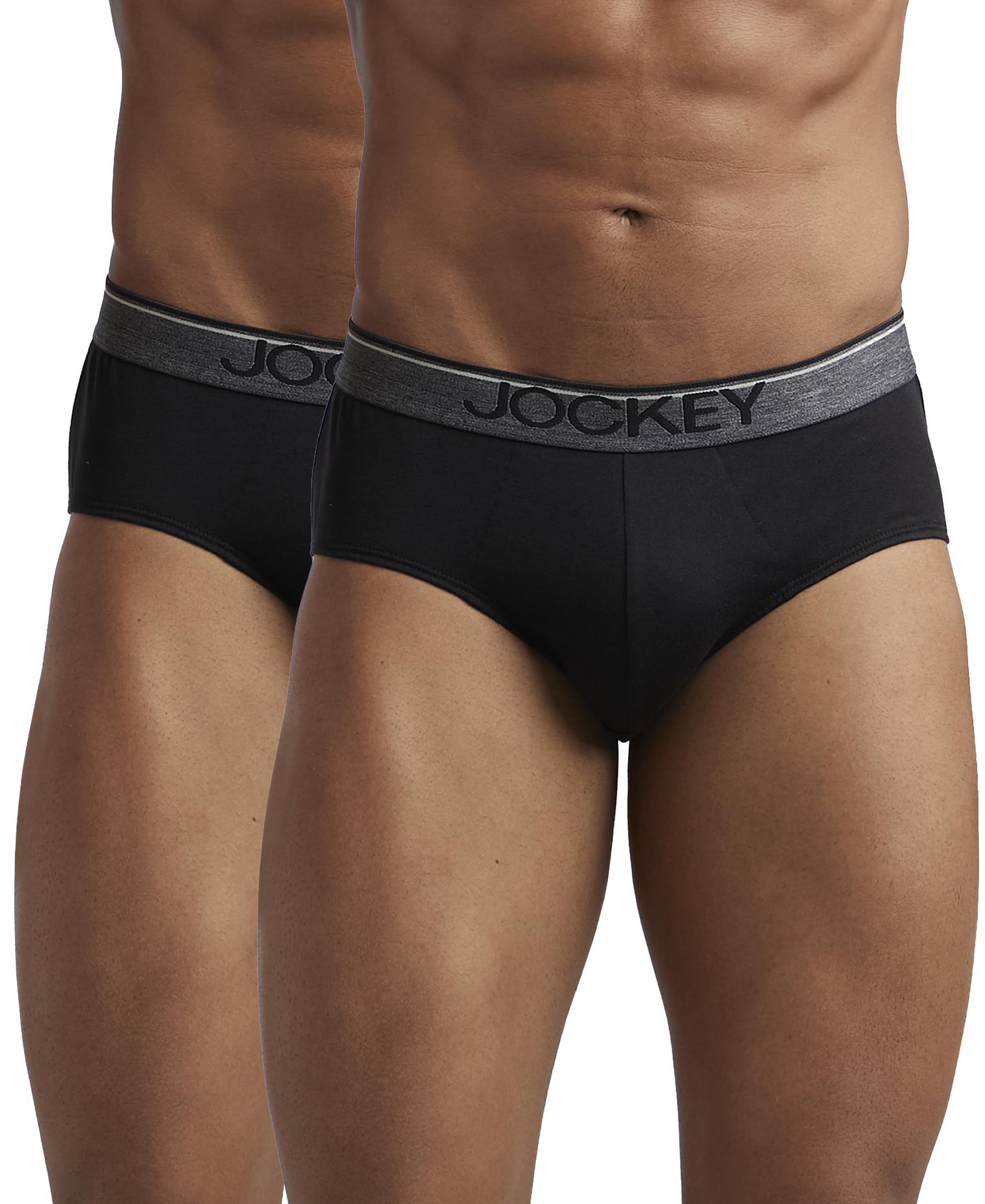 Jockey8037 Men's Super Combed Cotton Solid Brief with Ultrasoft Waistband (Pack of 2)