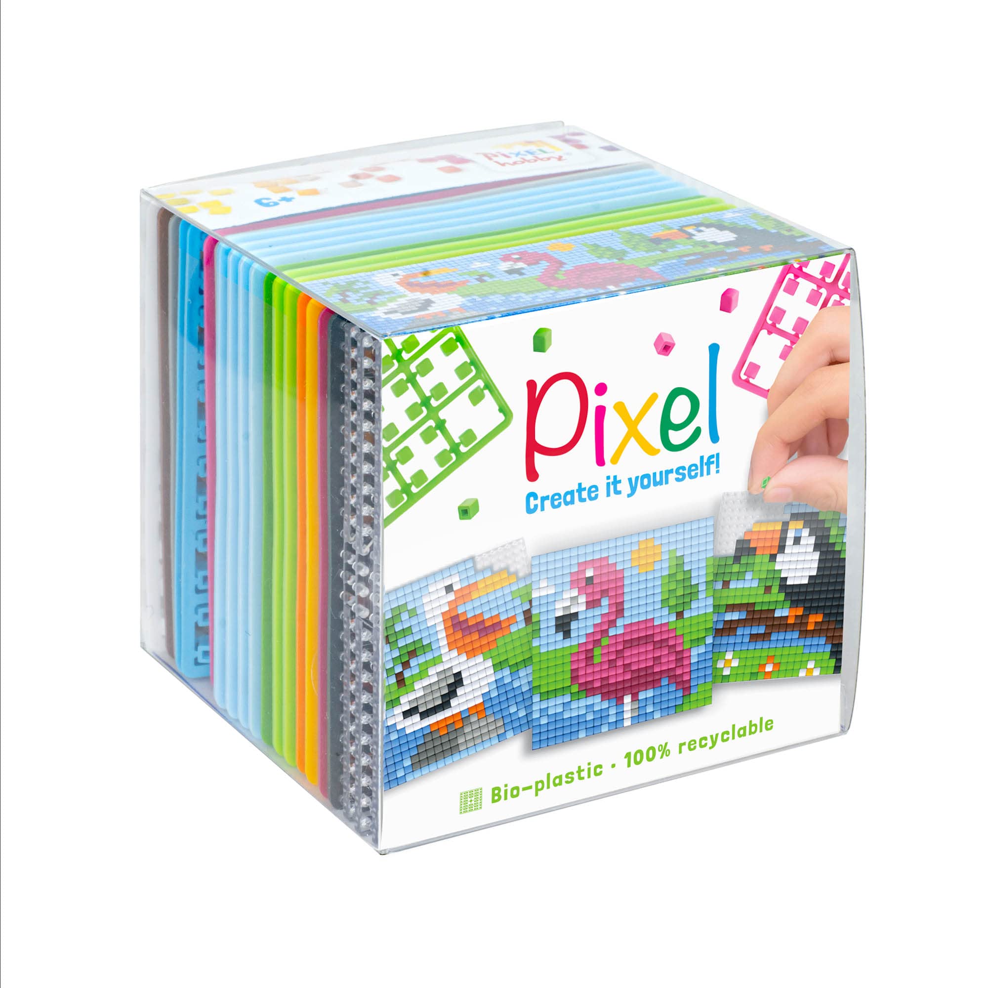 Pixelhobby Pixel P29023 P29023 Craft Kit Birds at The Lake Plug-in System as a Creative Hobby for Children from 6 Years Old, Cube Box with Motif Templates and Pixel Square, Multi-Colour