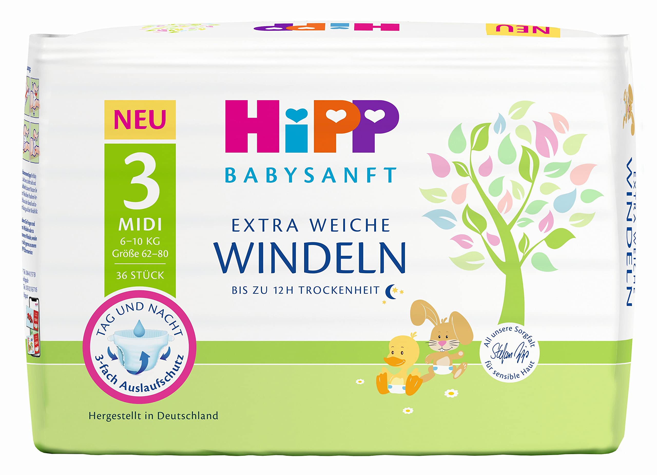 HiPP Babysanft Nappies Midi 3 Carry Pack of 3 (3 x 1 x 36 Items)