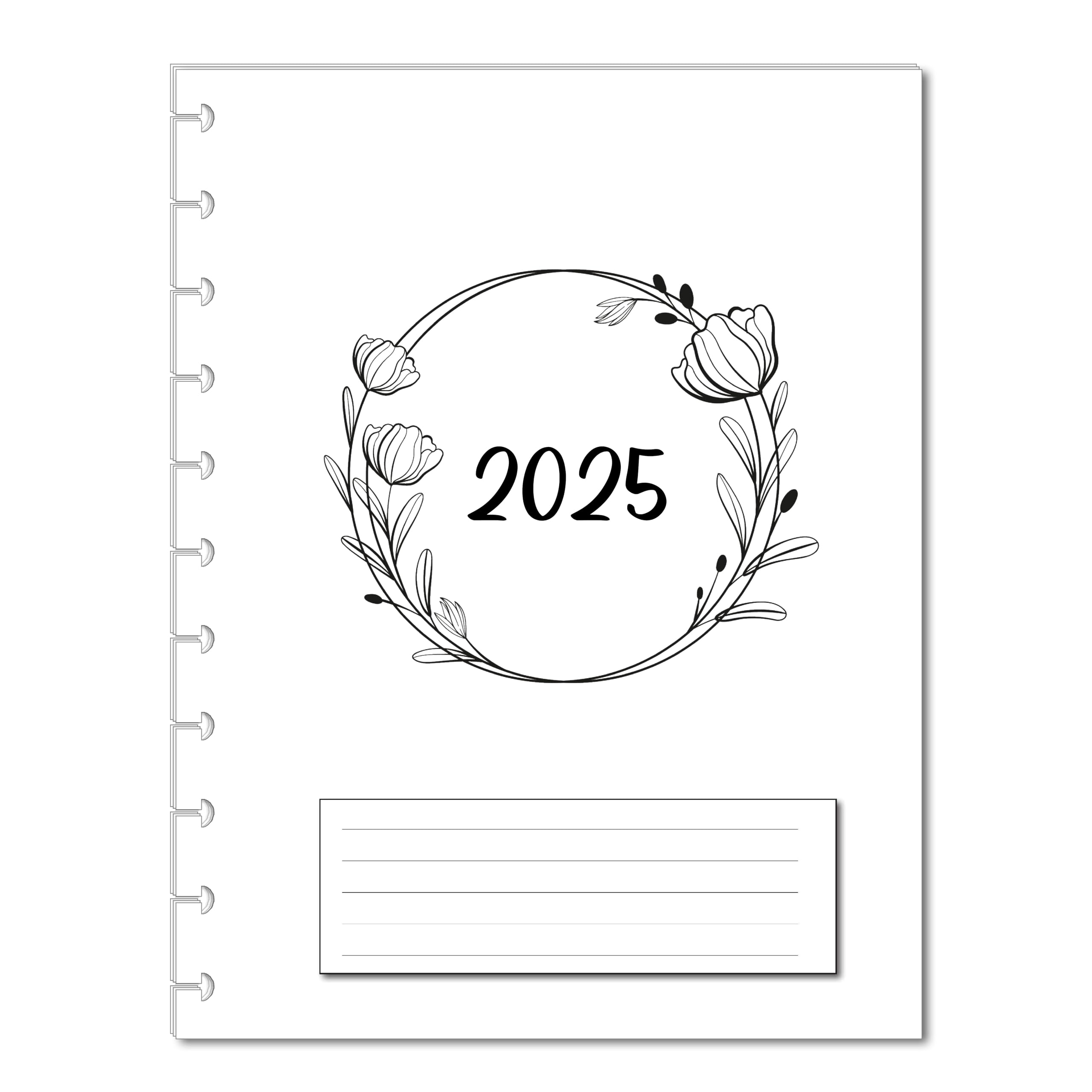 2025 Monthly Calendar Refills for 7,8,9 and 11-Disc Letter, Big, Classic, Half Letter, Junior, Mini, Size and 6 Hole Ring A5, Personal Size Planners (Flowers, 11 Disc Letter (Big))