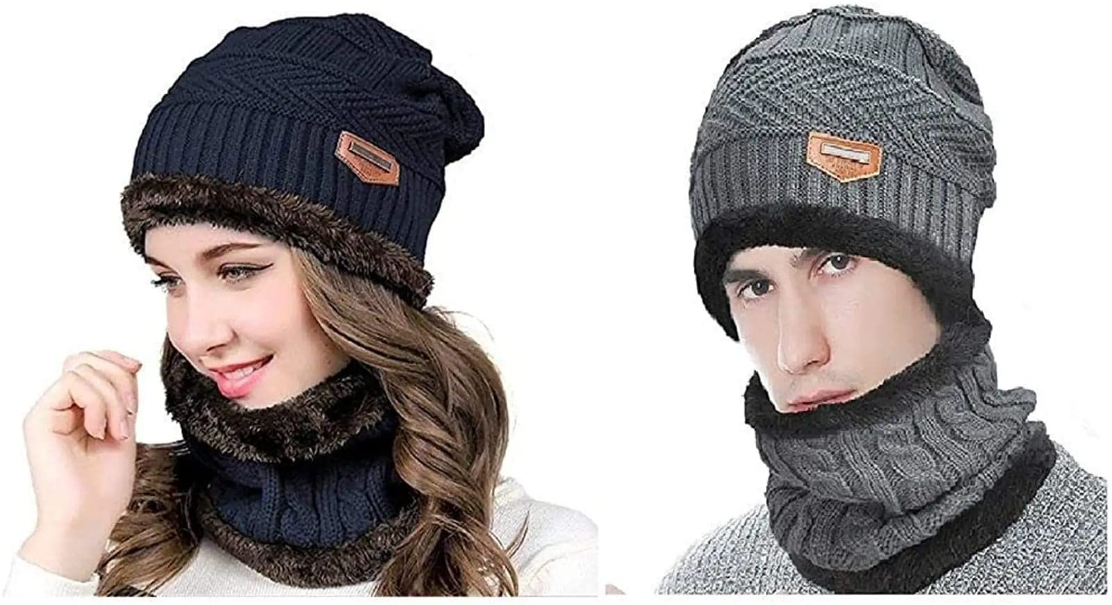 DESI CREED Winter Knit Neck Warmer Scarf and Set Skull Cap and Gloves for Men Women Winter Cap Combo Pack