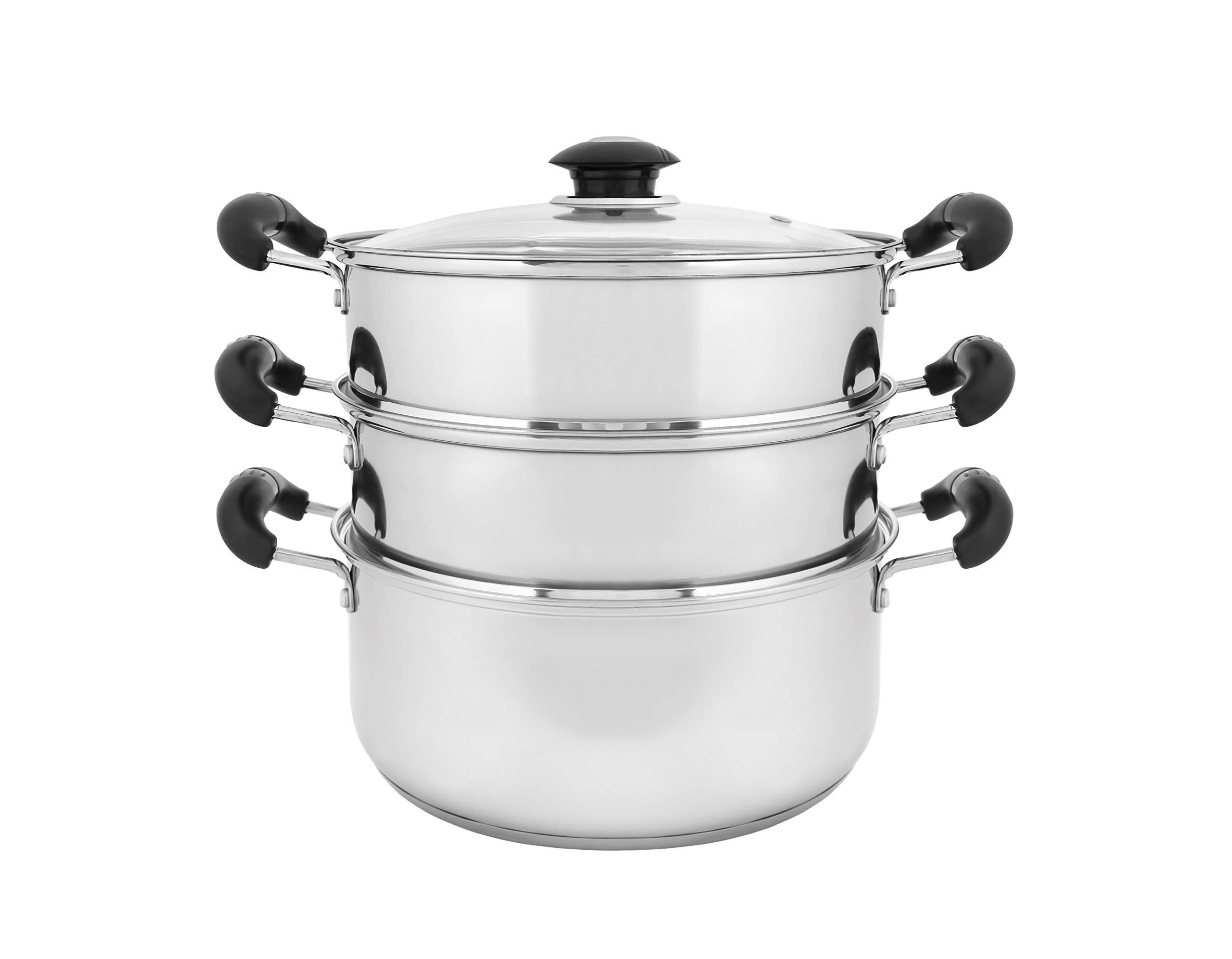 CONCORD 10" Stainless Steel 3 Tier Steamer Steaming Pot Cookware 24 CM (Induction Compatible)