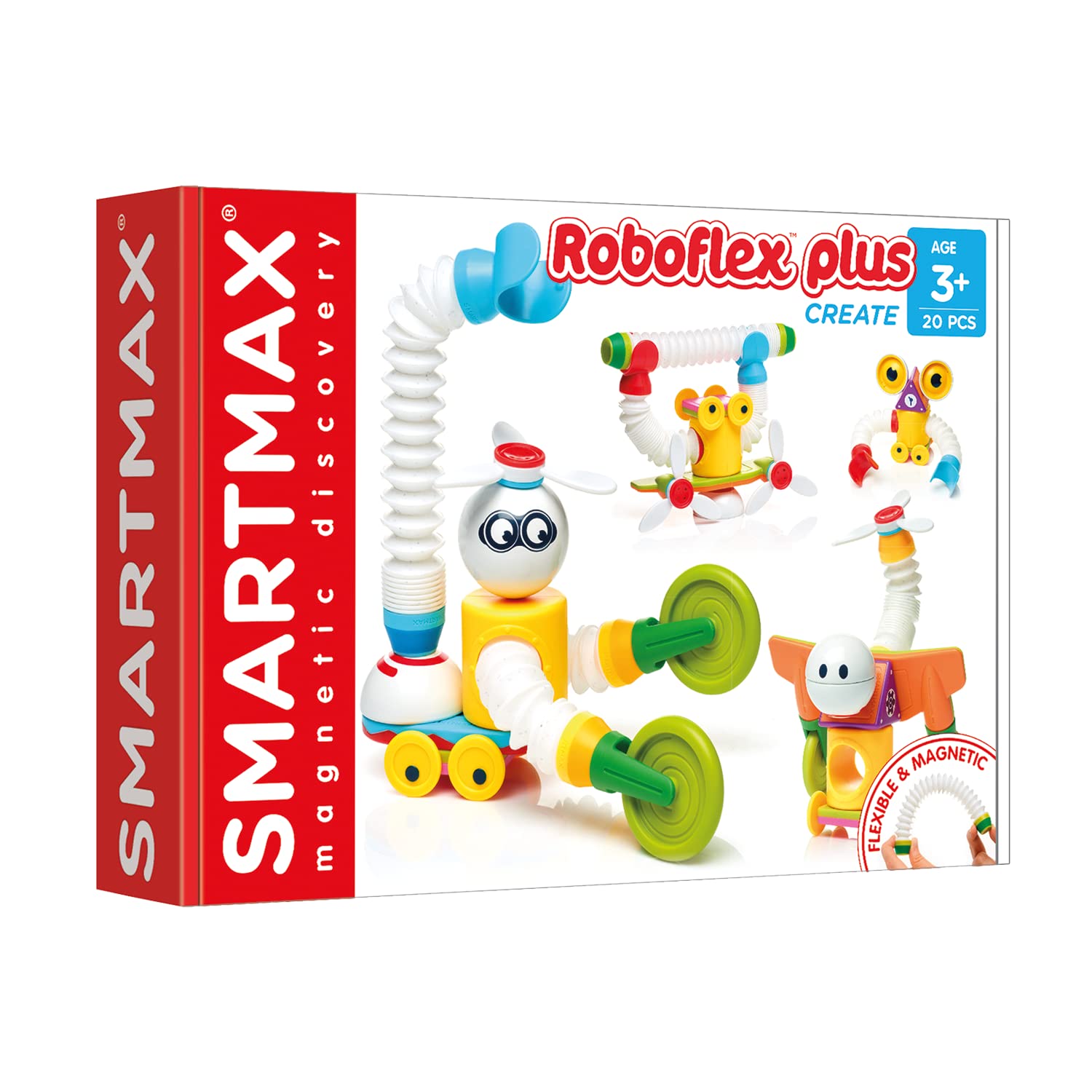 SmartMaxRoboflex Plus, Magnetic Discovery Play Set, 20 Pieces, 3+ Years