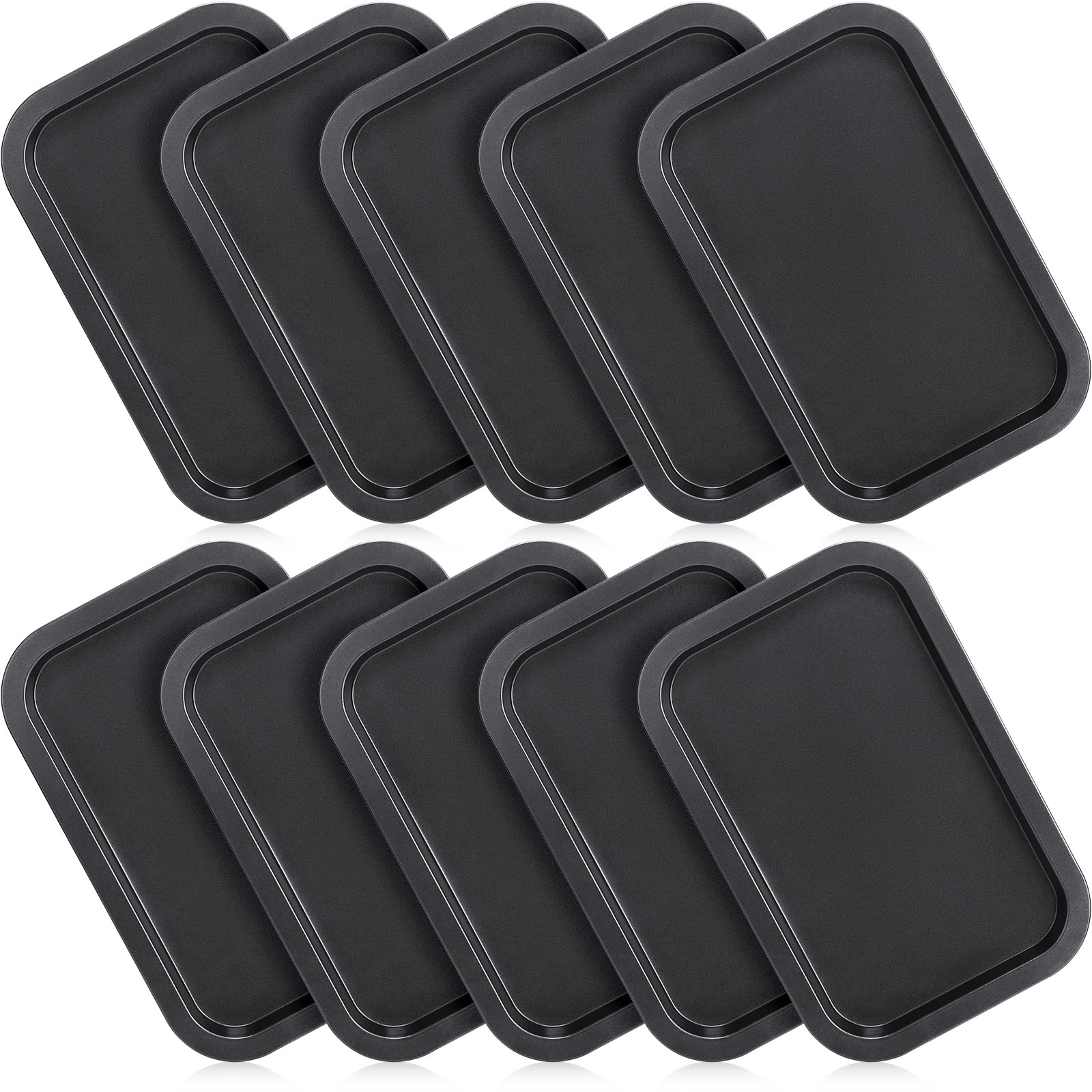 10 Pcs Small Baking Sheet 11.4 x 7.5 Inch Nonstick Toaster Oven Pans Steel Cookie Sheets for Baking Tray Mini Sheet Pans Toaster Oven Tray Replacement Bakeware for Cooking Baking, 1 or 2 Person, Black