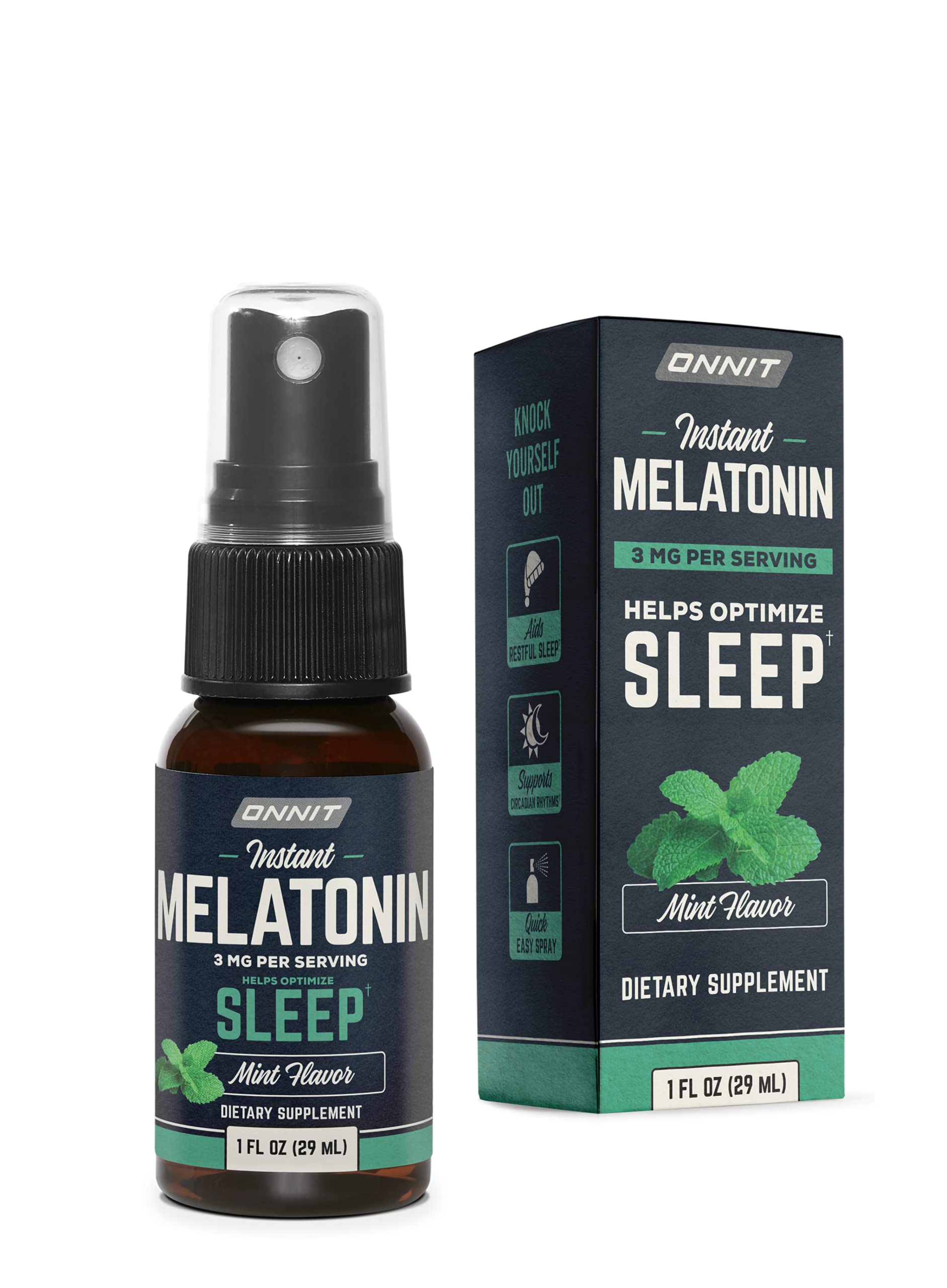 Onnit Instant Melatonin Spray | 3mg Melatonin Per Serving (Mint), 1 Fl Oz (Pack of 1)