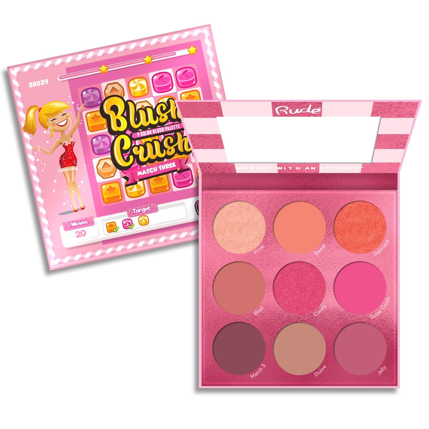 RUDE BLUSH CRUSH 9 Color Blush Palette, Match Three