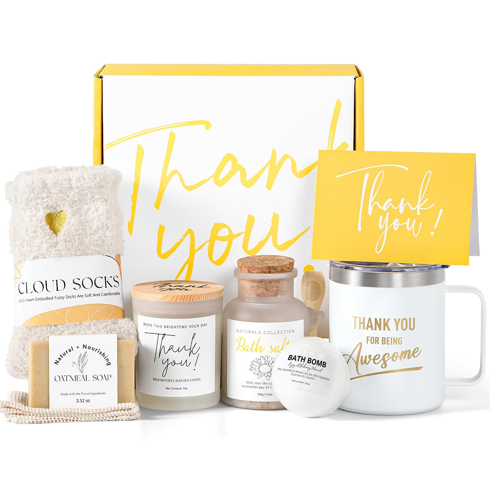 Thank You Gifts for Women, 8pcs Employee Appreciation Gifts Baskets for Women Thank You Farewell Gifts for Coworkers Teacher Boss Hostess Secretary Nurse Mom Pastor- Best Spa Gratitude Box w/Candle