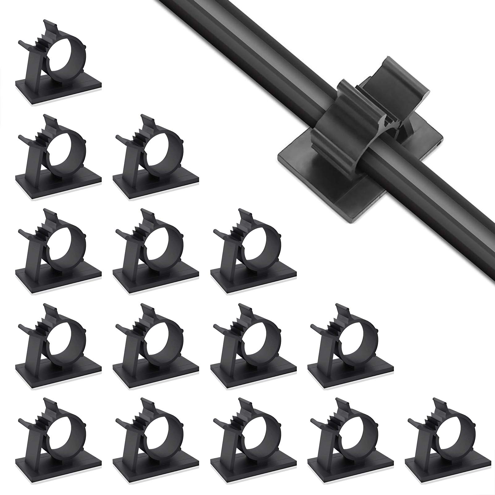 Viaky30 Pcs Black Cable Wire Clips Adjustable Nylon Wire Holder Adhesive Cable Management Suitable for Maximum Diameter 0.8 inch (20.1mm) Cables