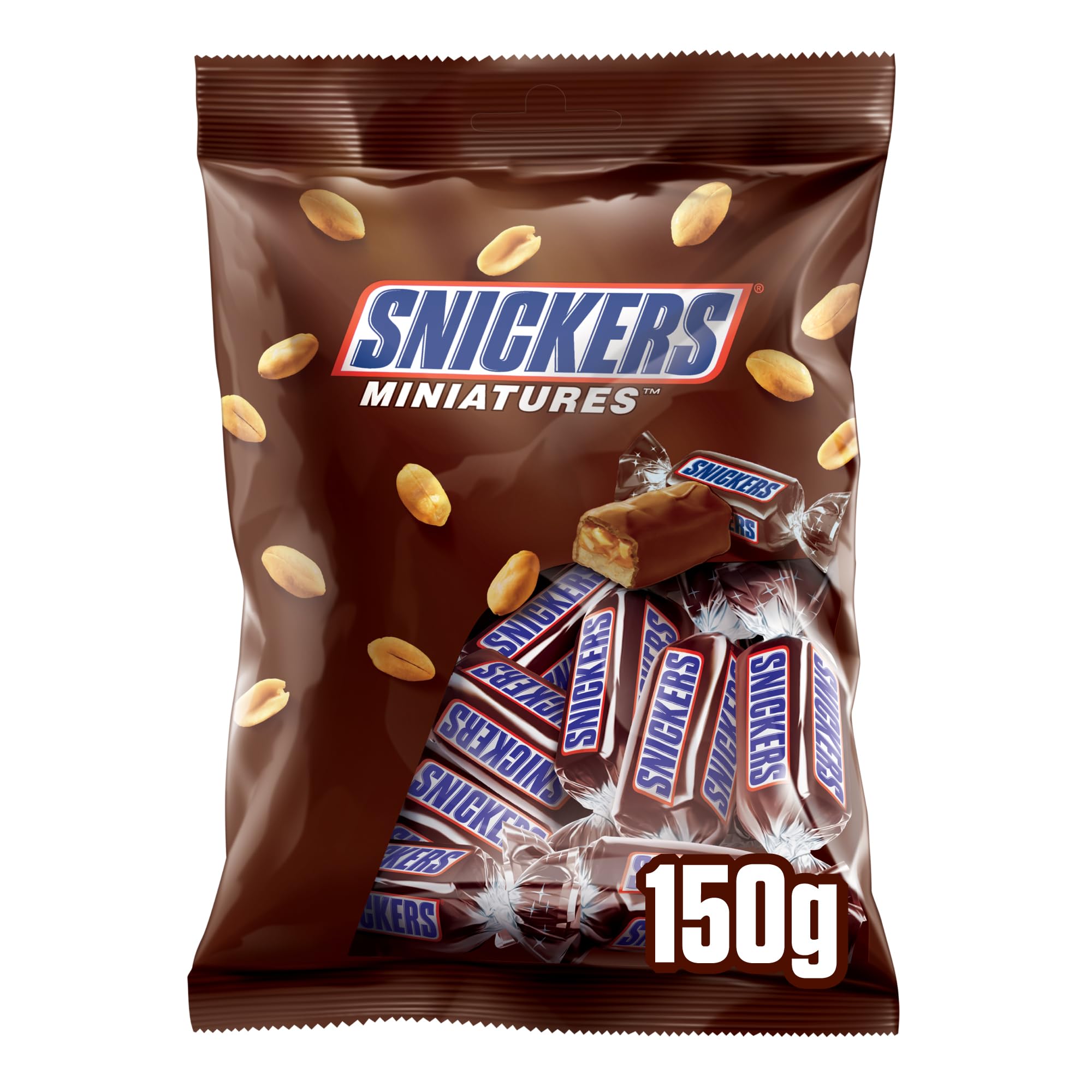 Snickers Chocolate Miniatures Original Bag 150g, Chocolate Bag, Milk Chocolate with Roasted Peanuts, Nougat, and Caramel