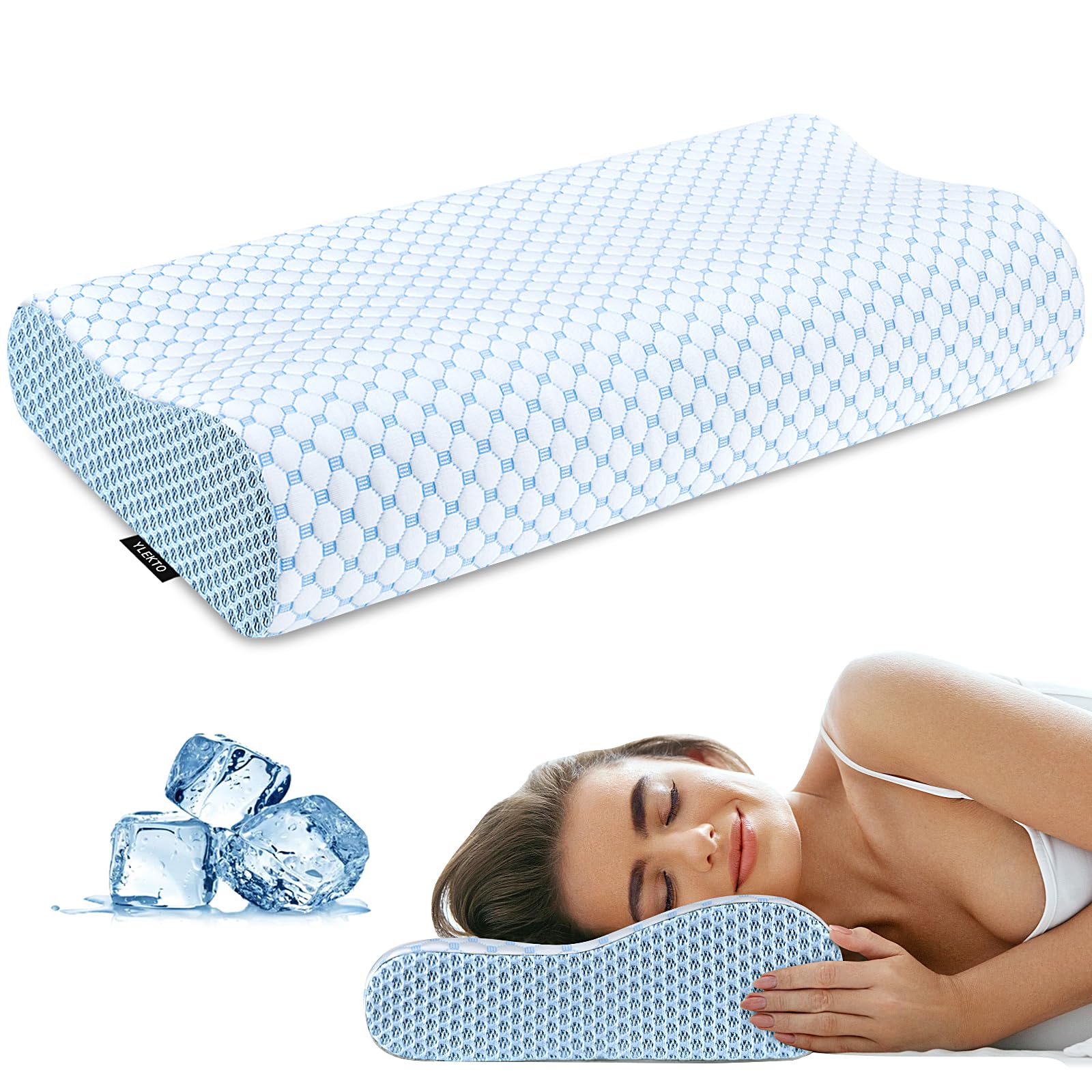 Cervical Pillow for Neck Pain Relief, Contour Memory Foam Pillows for Sleeping, Odorless Ergonomic Pillow Adjustable Orthopedic Cooling Pillow Bed Pillow Neck Support for Side Back Stomach Sleepers