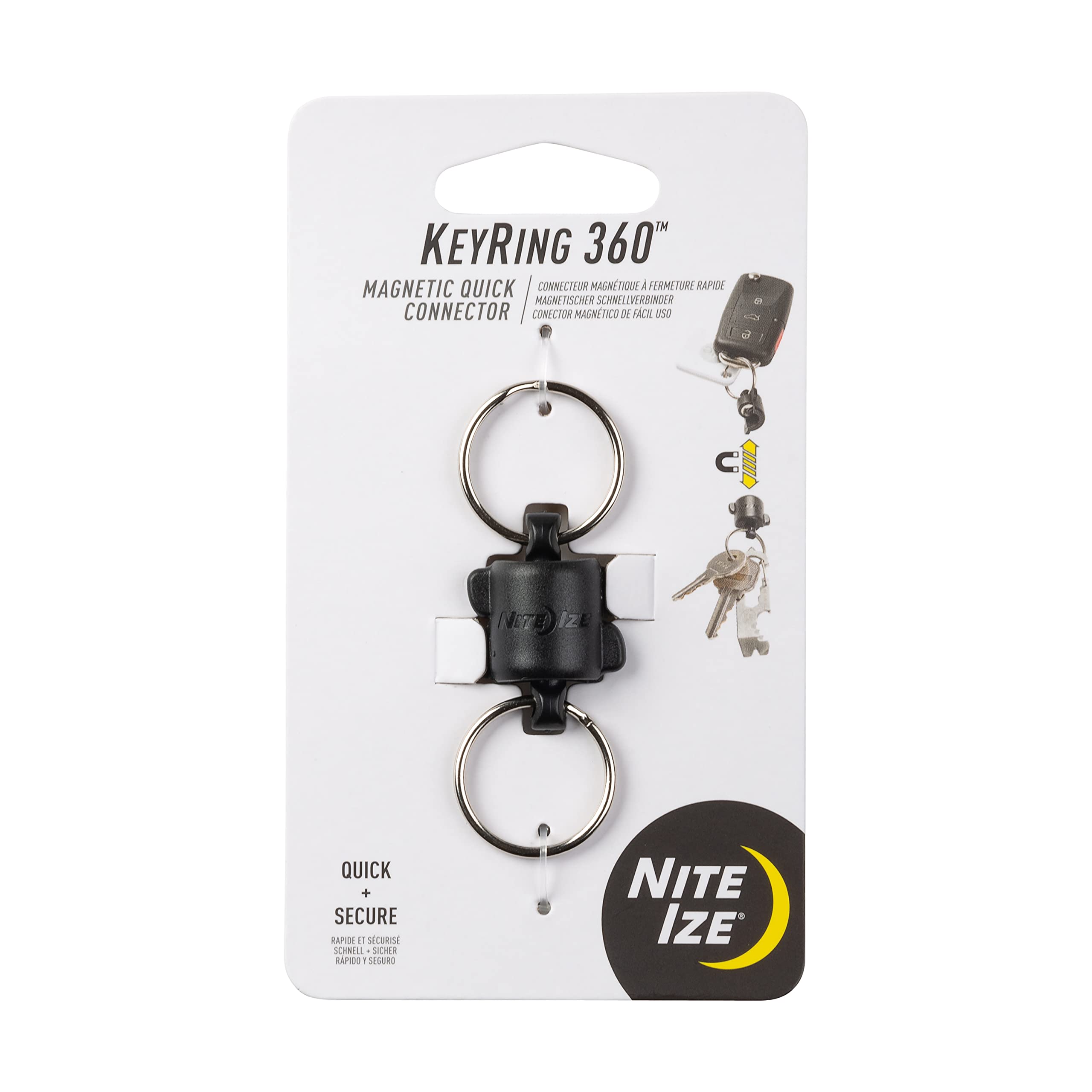 Nite Ize Keyring 360 Magnetic Quick Connector, Magnetic Locking Split Rings for Keys