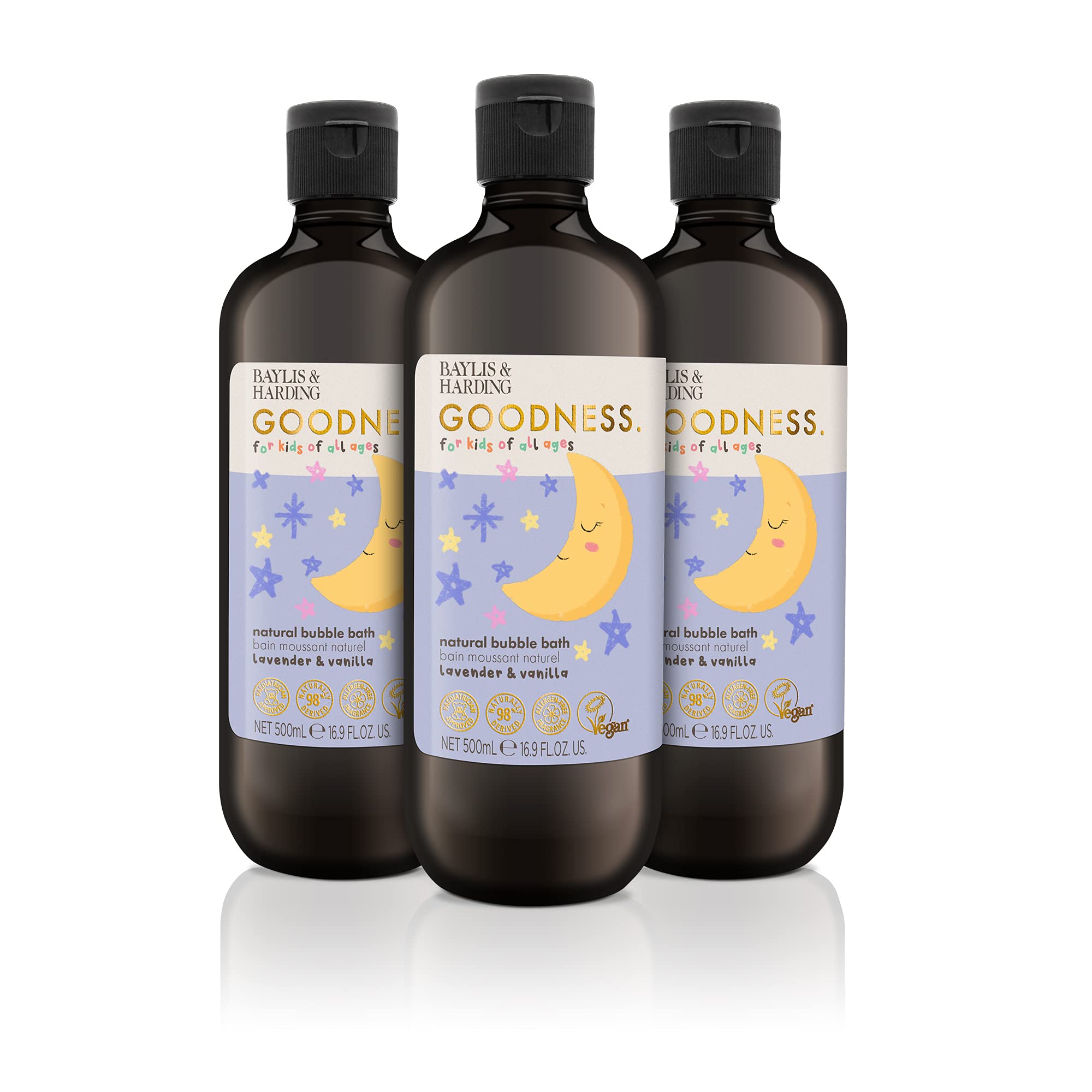 Baylis & HardingGoodness Kids Lavender & Vanilla Natural Bubble Bath, 500 ml (Pack of 3) - Vegan Friendly