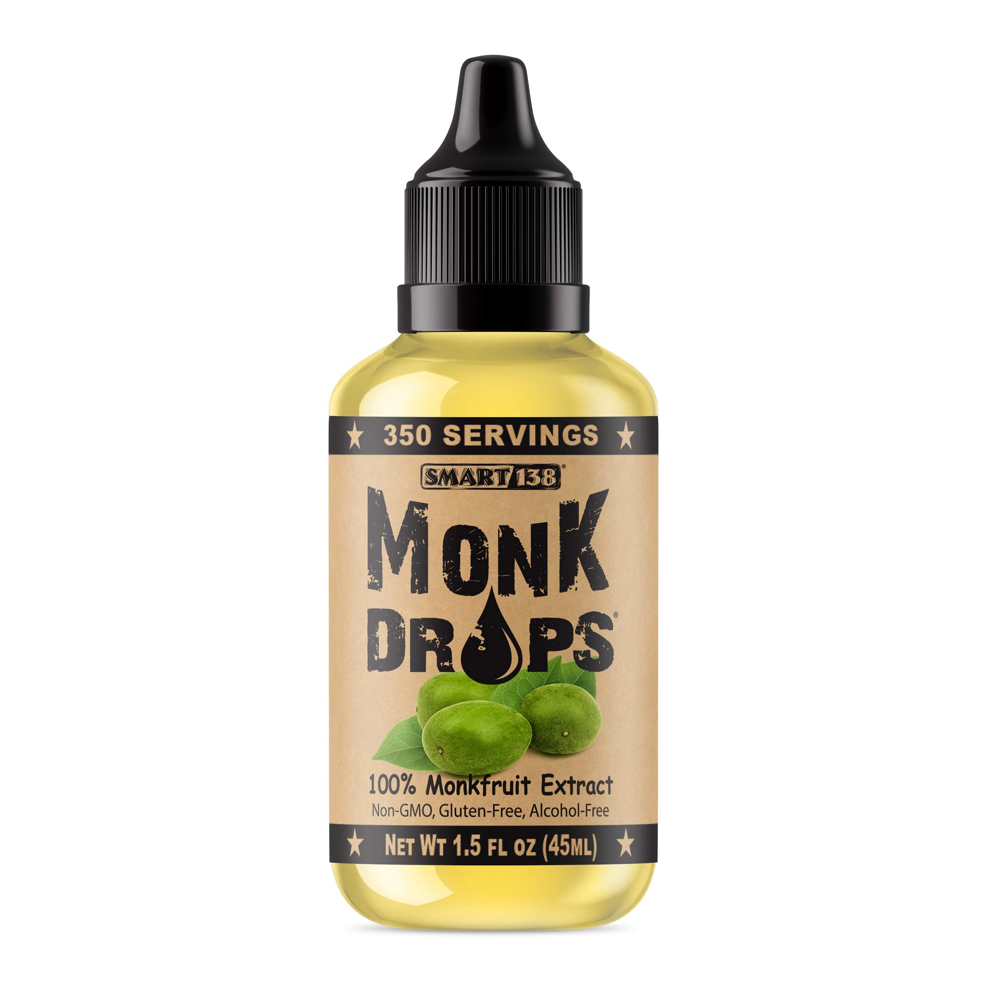 Monk Drops - 100% Monkfruit Liquid Sweetener, Zero Glycemic, Zero Calories, Zero Sugar, No Added Water, Concentrated Monk Fruit (350 Servings, 1.5 Fl Oz)