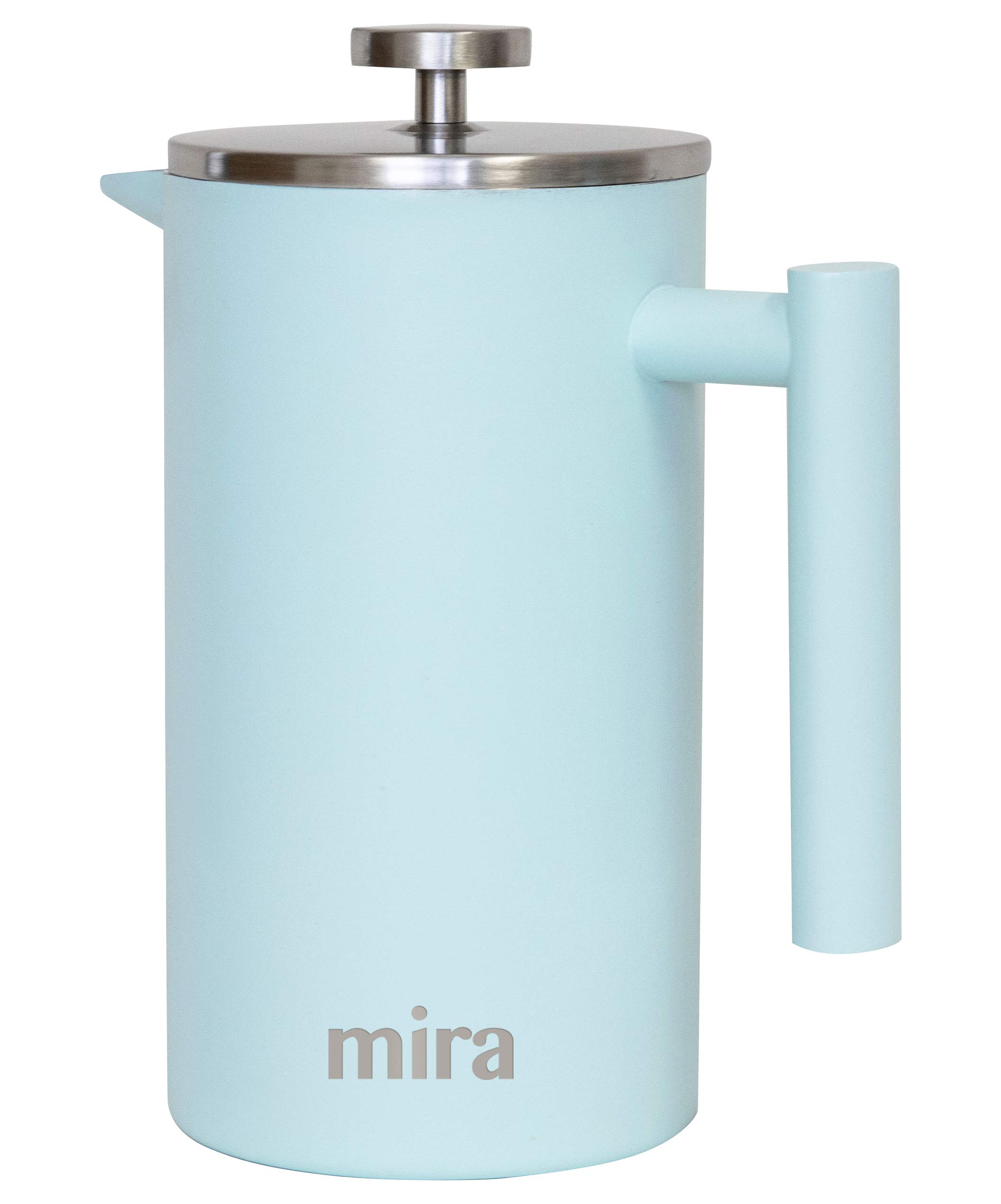 MIRA20 oz Stainless Steel French Press Coffee Maker | Double Walled Insulated Coffee & Tea Brewer Pot & Maker | Keeps Brewed Coffee or Tea Hot | Pearl Blue