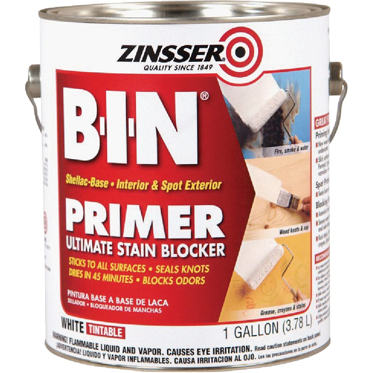 Zinsser B-I-N Shellac-Base Oil Primer, 1-Gallon, White