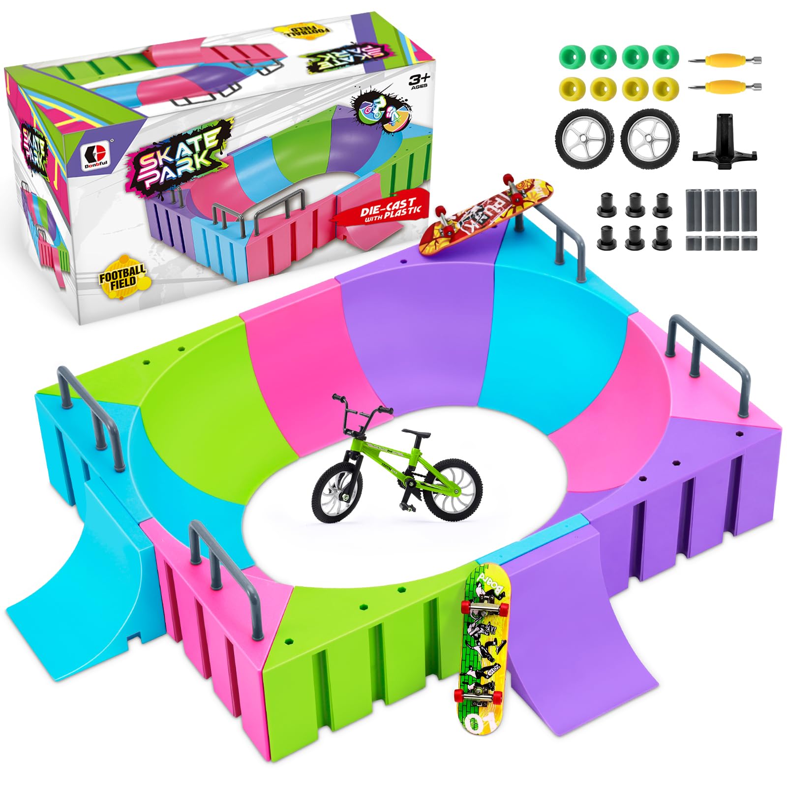 CS COSDDI Finger Skateboards Ramp Set,Mini Fingerboard Rail Kit with 6 Skateboards 6 Fingerboard Ramps Interavtive Finger Toy for Kids Adults,Ultimate Skatepark Training Props - Fingerboard Skate Set