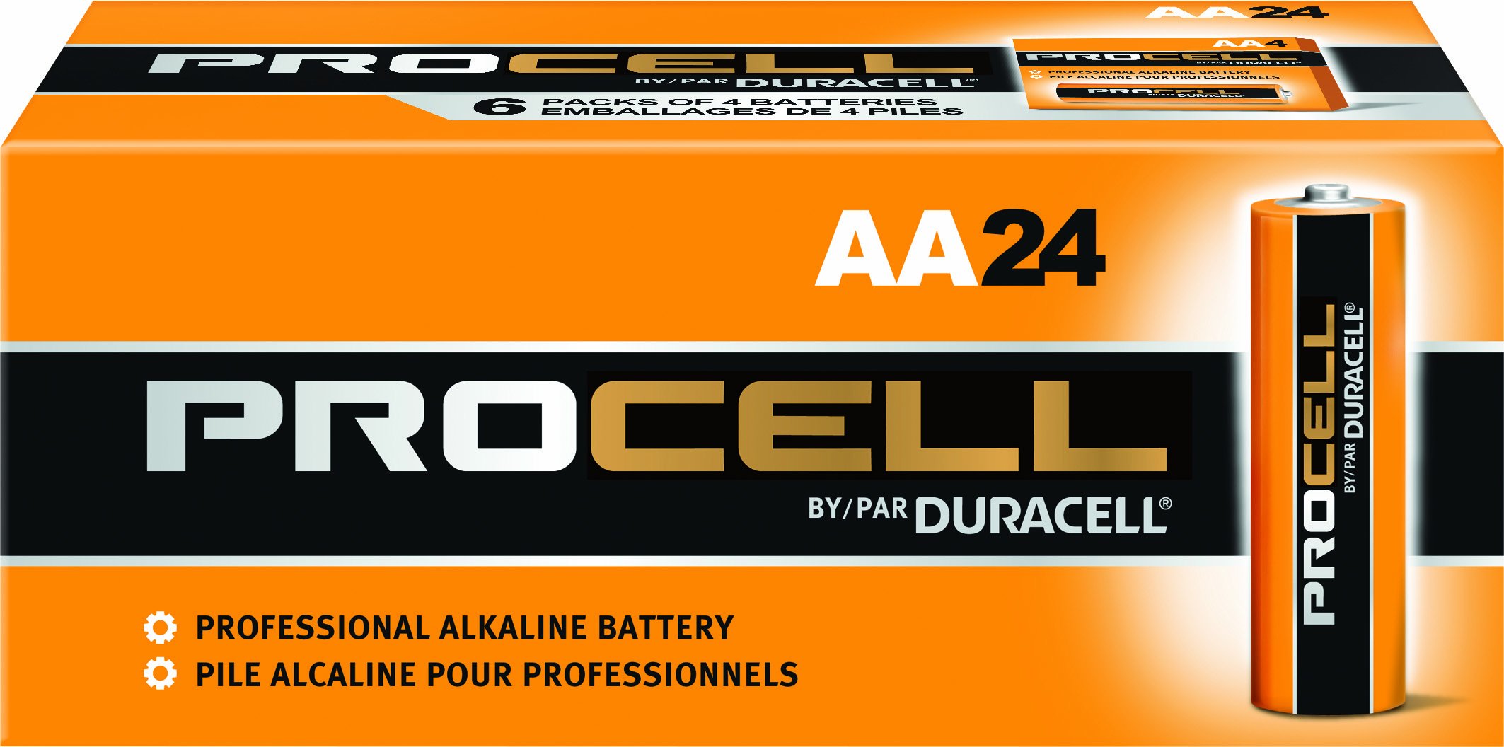 Duracell Procell PC1500 Alkaline-Manganese Dioxide Battery, AA Size, 1.5V, 24 Count