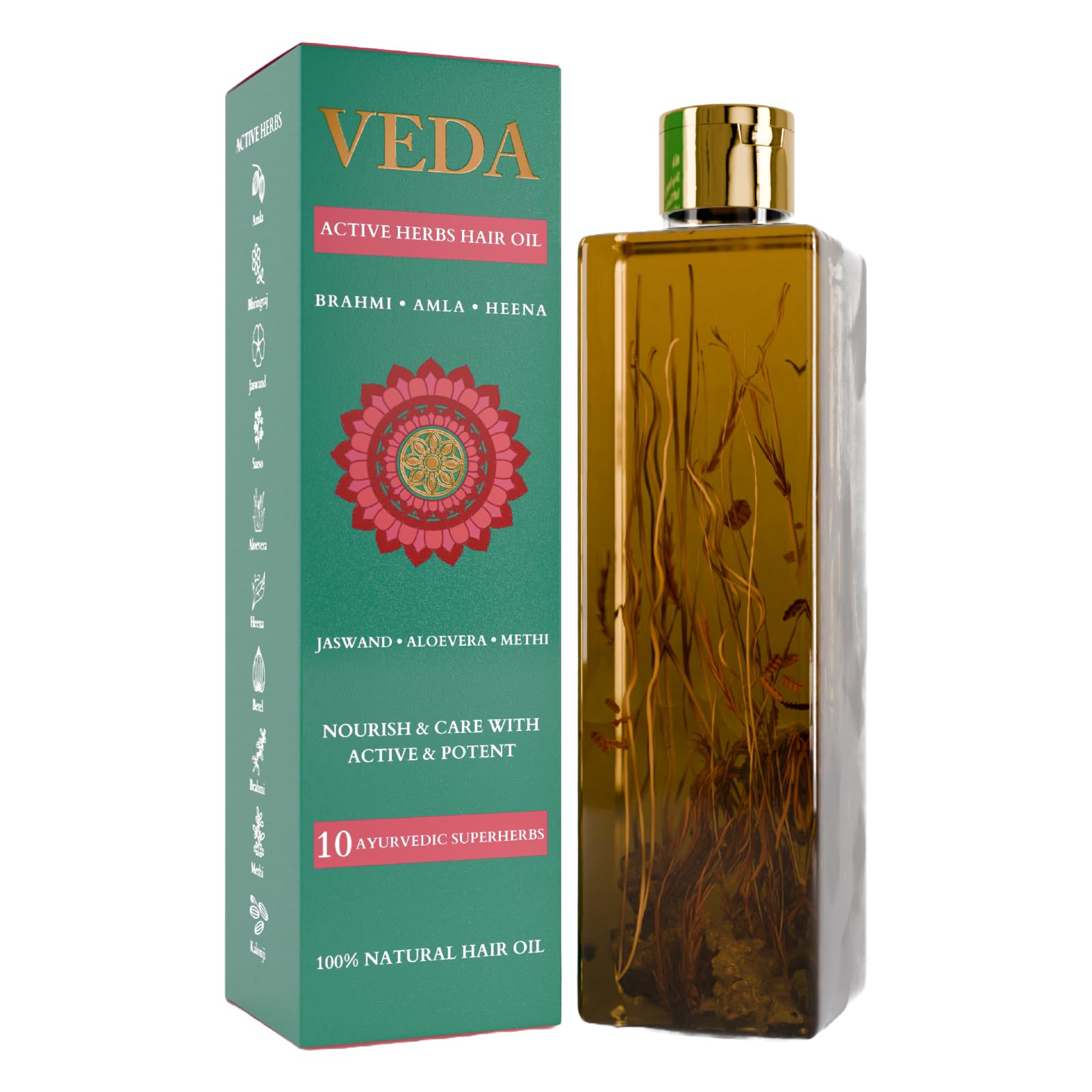 Veda Ayurvedic Cold Pressed Hair Oil | Ayurvedic Jadi Butis Infused Oil | 200ml