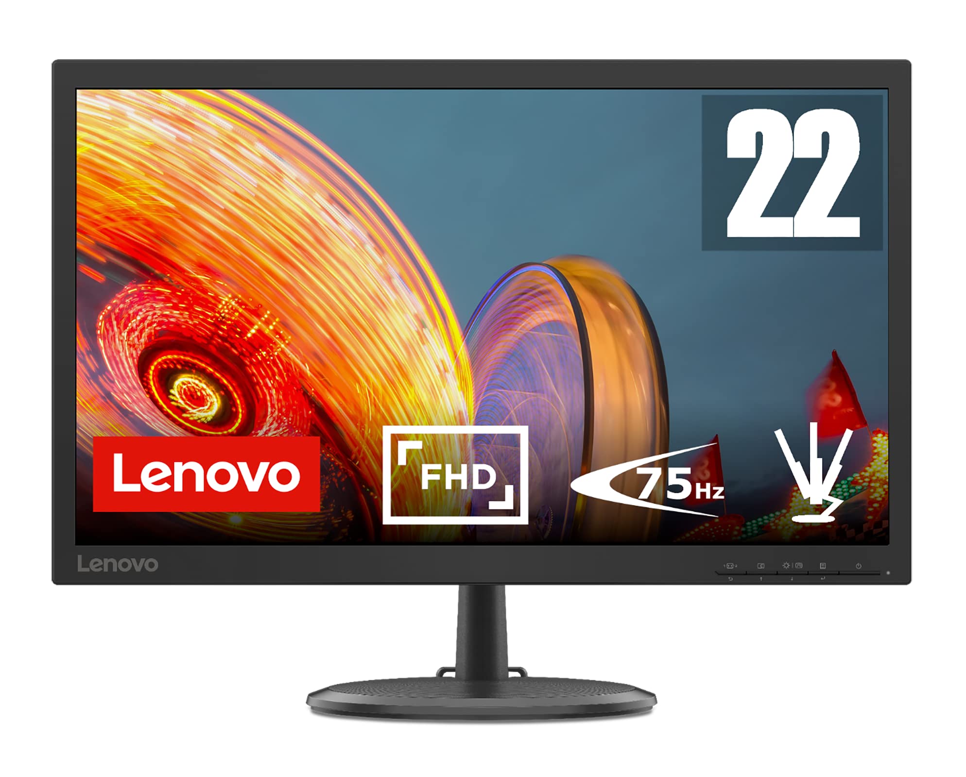 Lenovo D22 21.5 Inch FullHD Monitor (1920 x 1080 Pixels, 5 ms, 75 Hz, Anti-Glare VGA, HDMI) Black