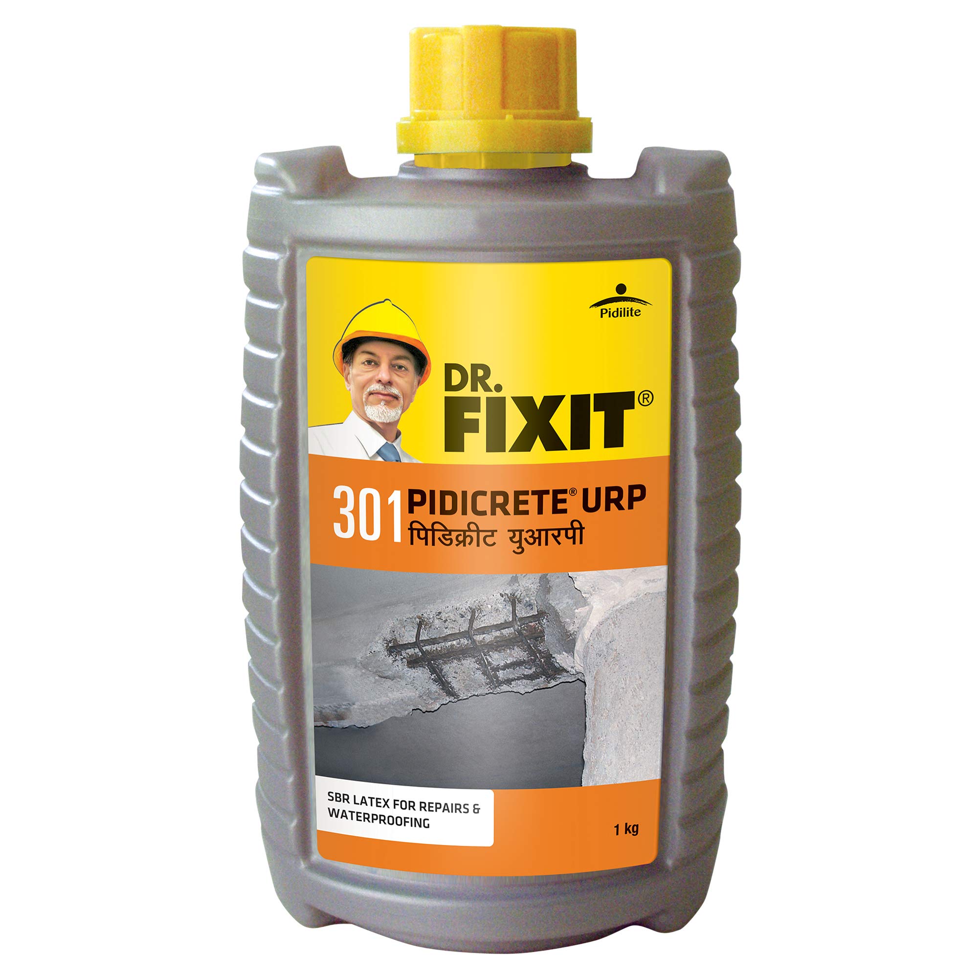 Dr.Fixit 301 SBR Latex Pidicrete URP, SBR Latex For Waterproofing & Repairs - 1Kg (Grey)