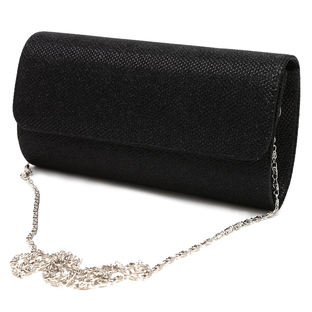 IOOOFUWomen's Evening Shoulder Bag Bridal Clutch Party Prom Wedding Envelope Handbag - Black, 20x11x5cm/7.87x4.33x1.97in