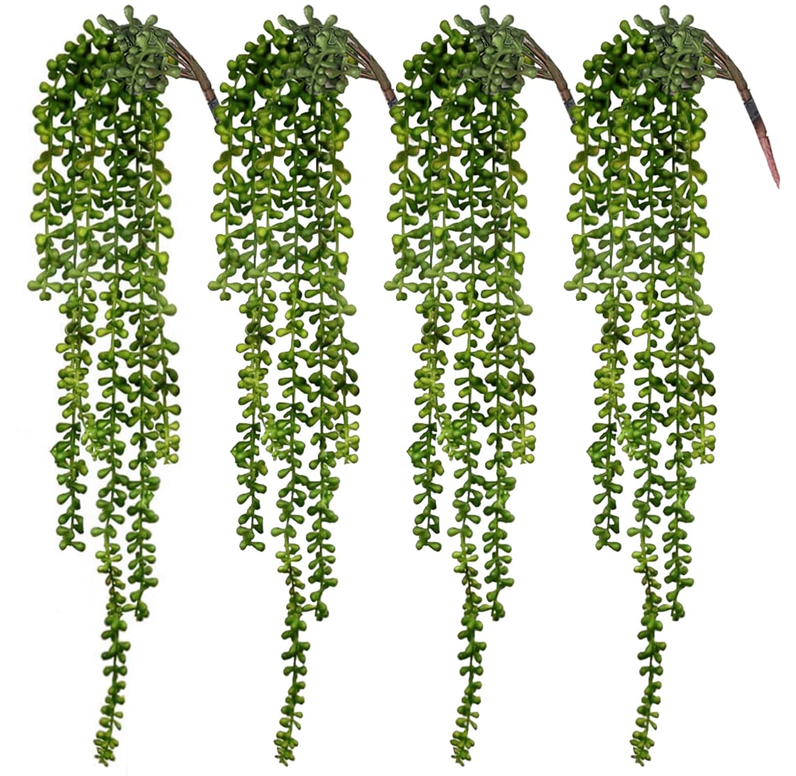 CEWOR 4pcs Fake Hanging Plants, String of Pearls Plant Artificial Hanging Succulents Greenery Wall Backdrop Decor, Artificial Plants Indoor for Home Garden Outdoor Decoration